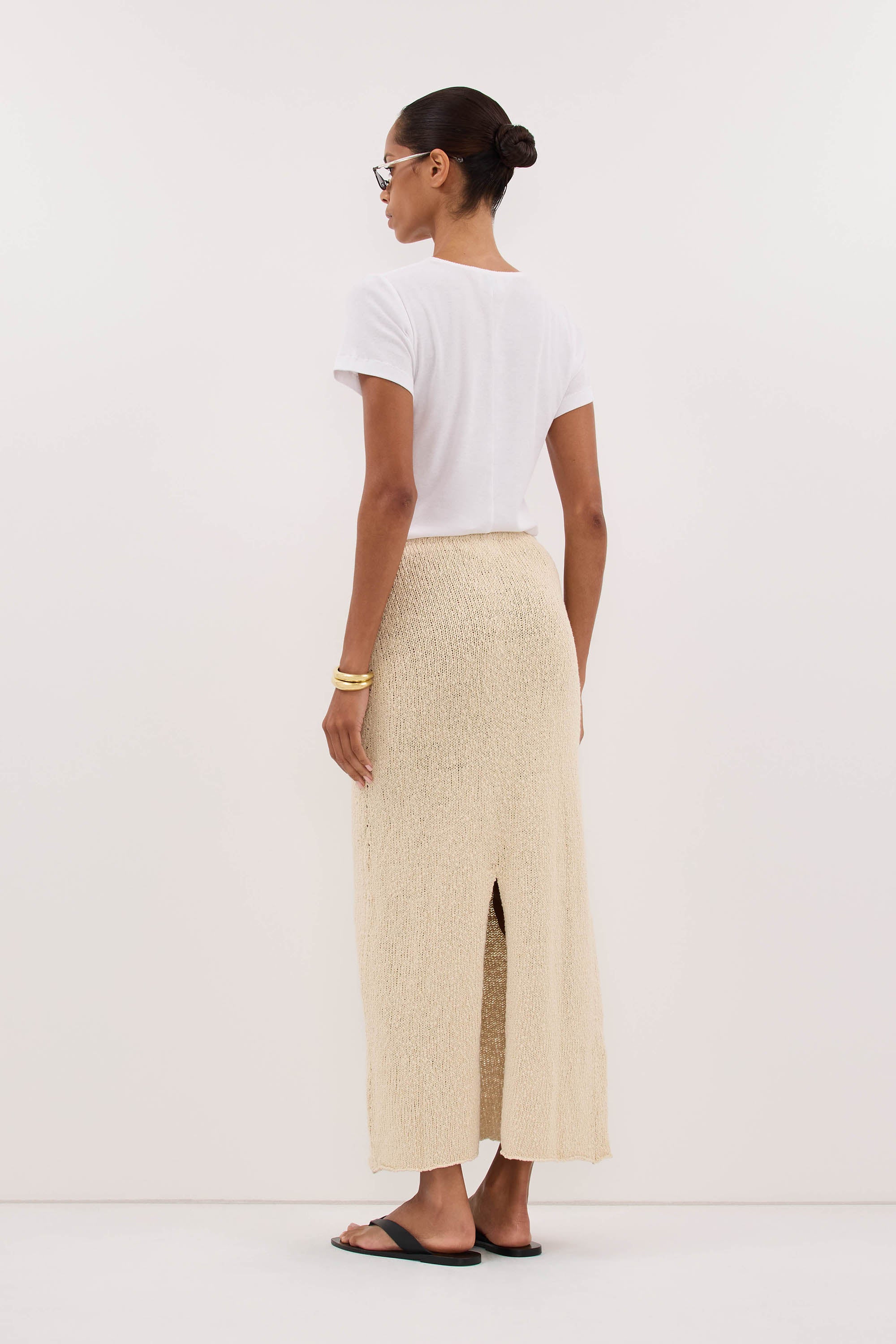 DINA NATURAL KNIT MIDI SKIRT - Image 4