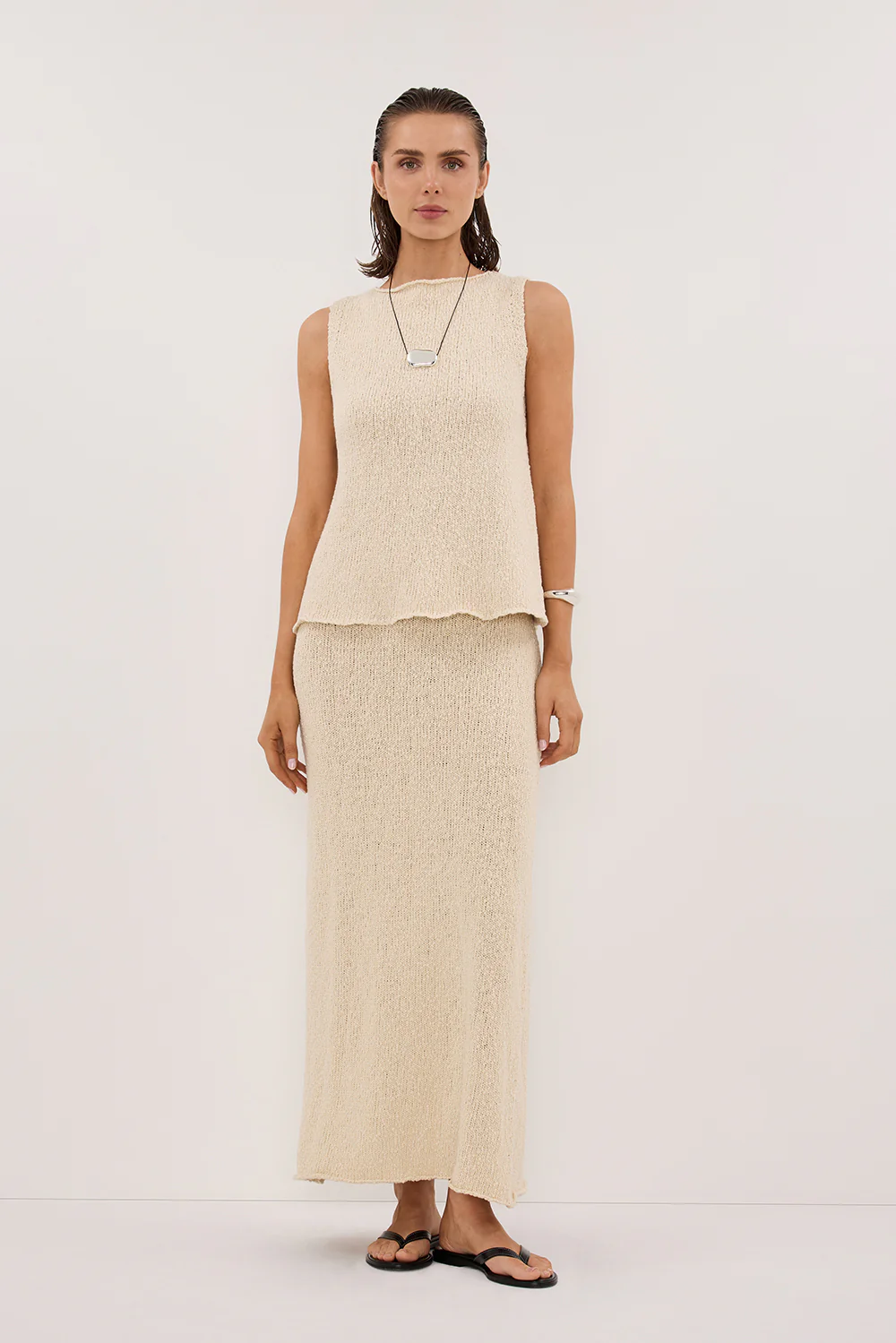 DINA NATURAL KNIT MIDI SKIRT - Image 6