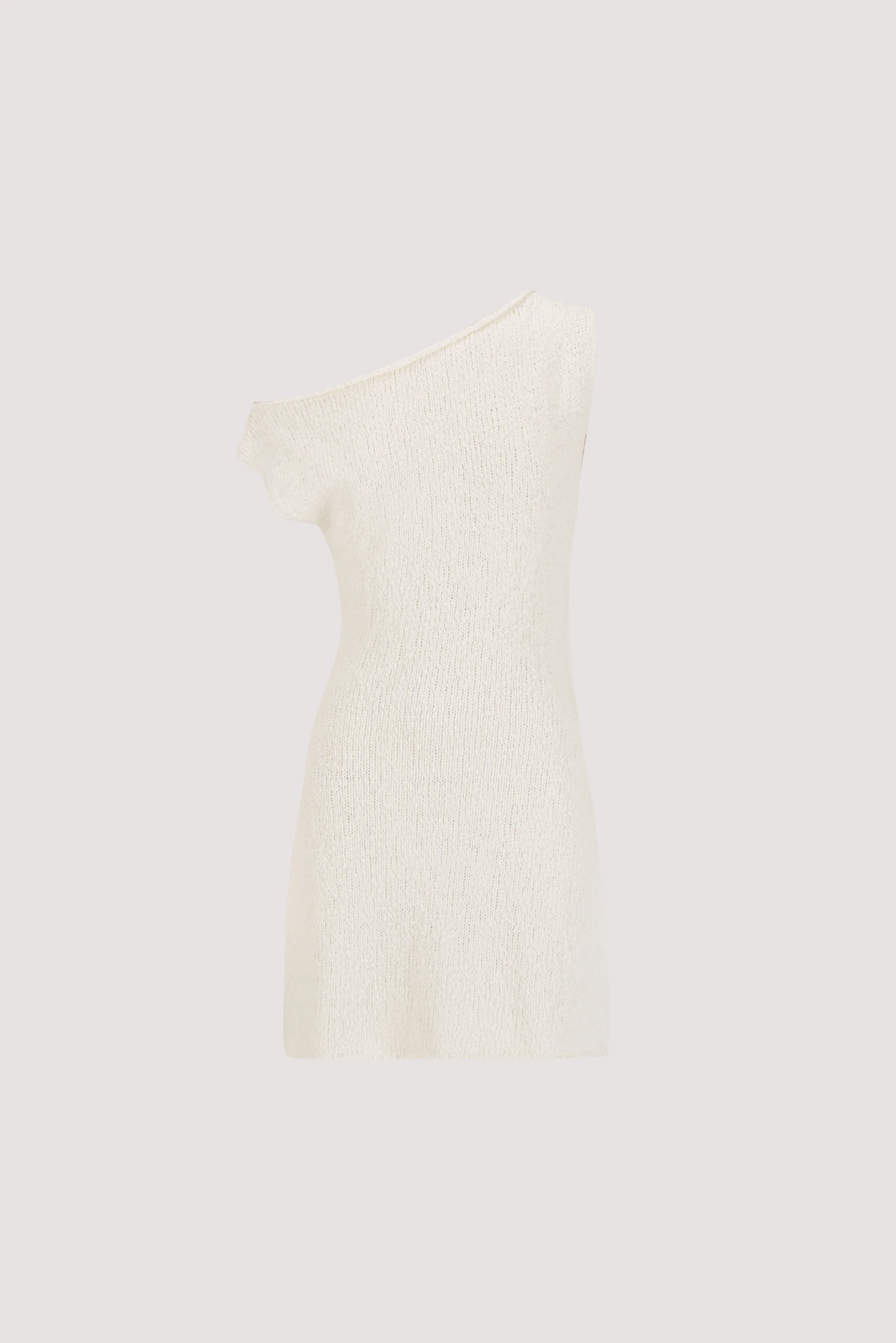 DINA OFF WHITE ASYM KNIT MINI DRESS - Image 7