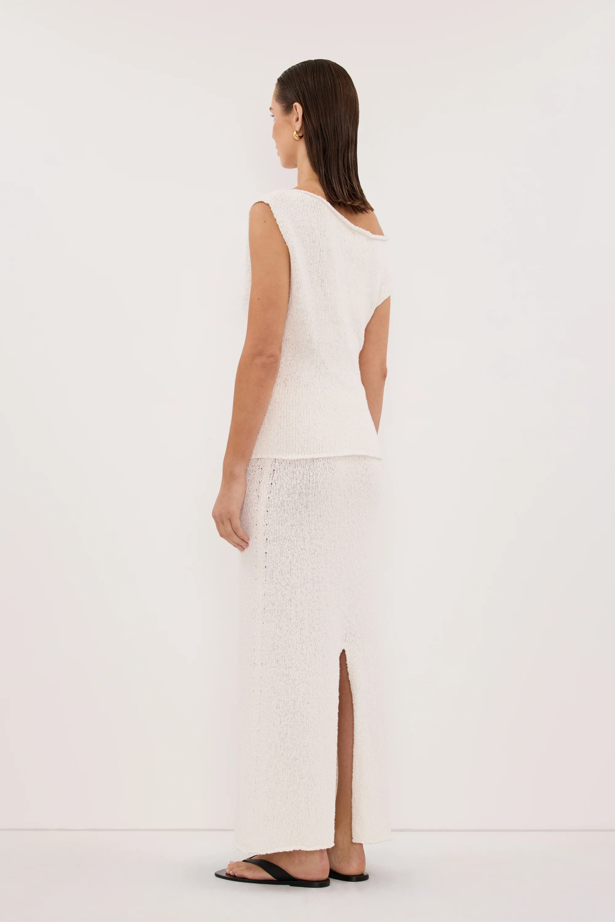 DINA OFF WHITE KNIT MIDI SKIRT - Image 7