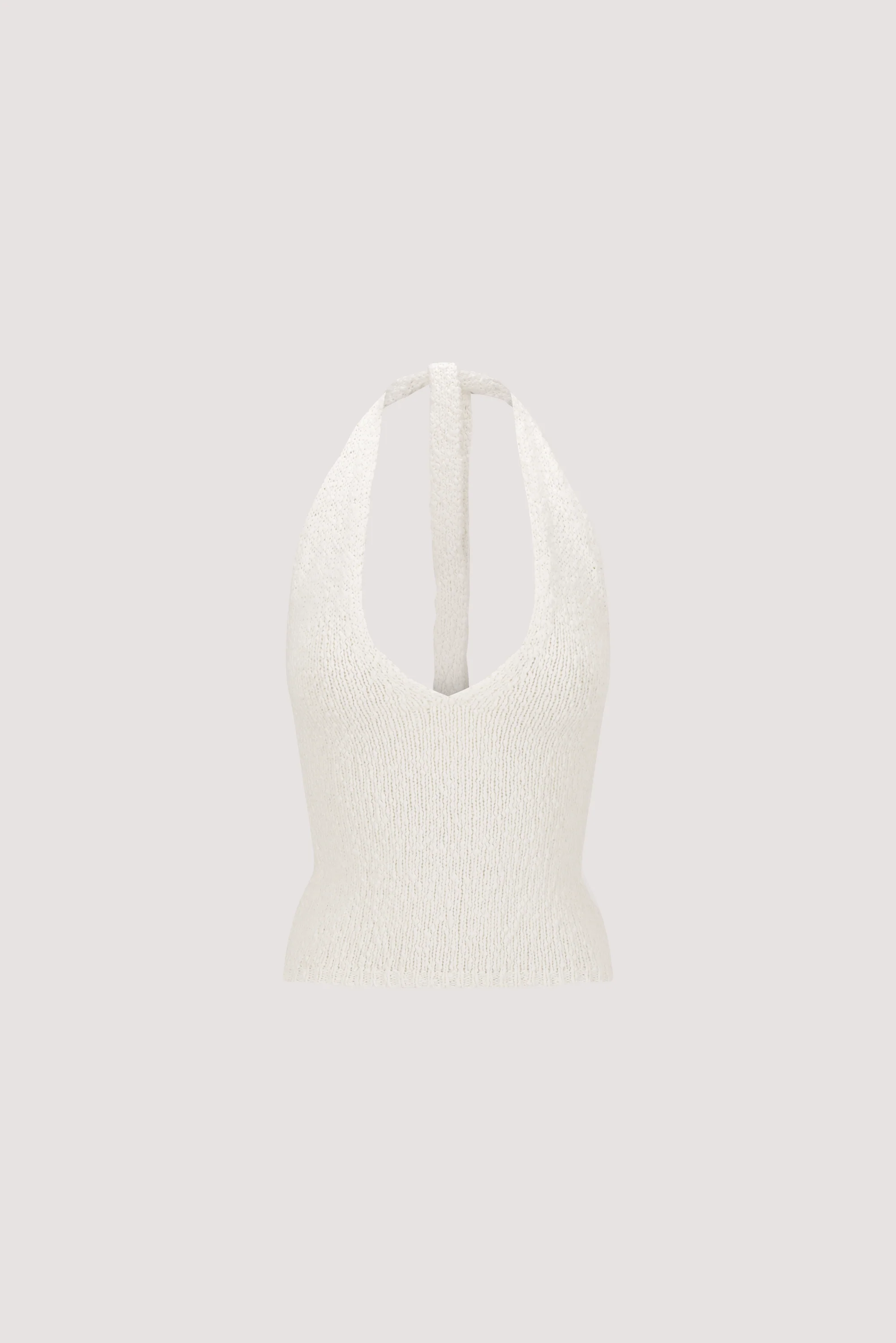 DINA OFF WHITE SLEEVELESS HALTER KNIT TOP - Image 6