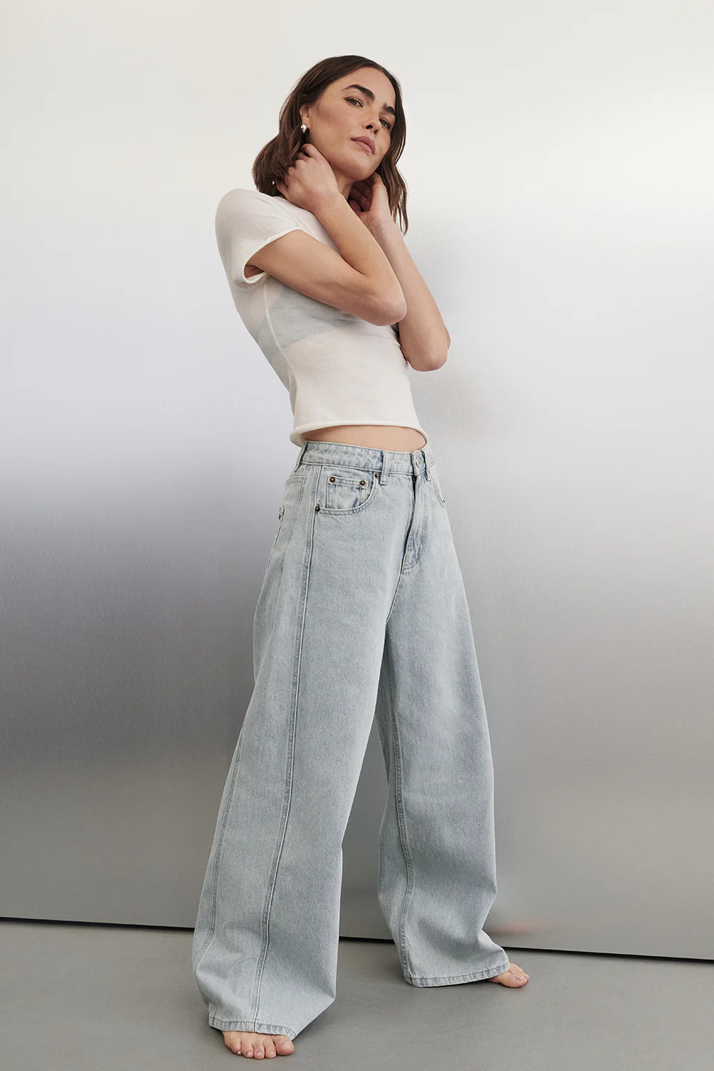 DREW LIGHT RINSE WIDE LEG DENIM JEAN