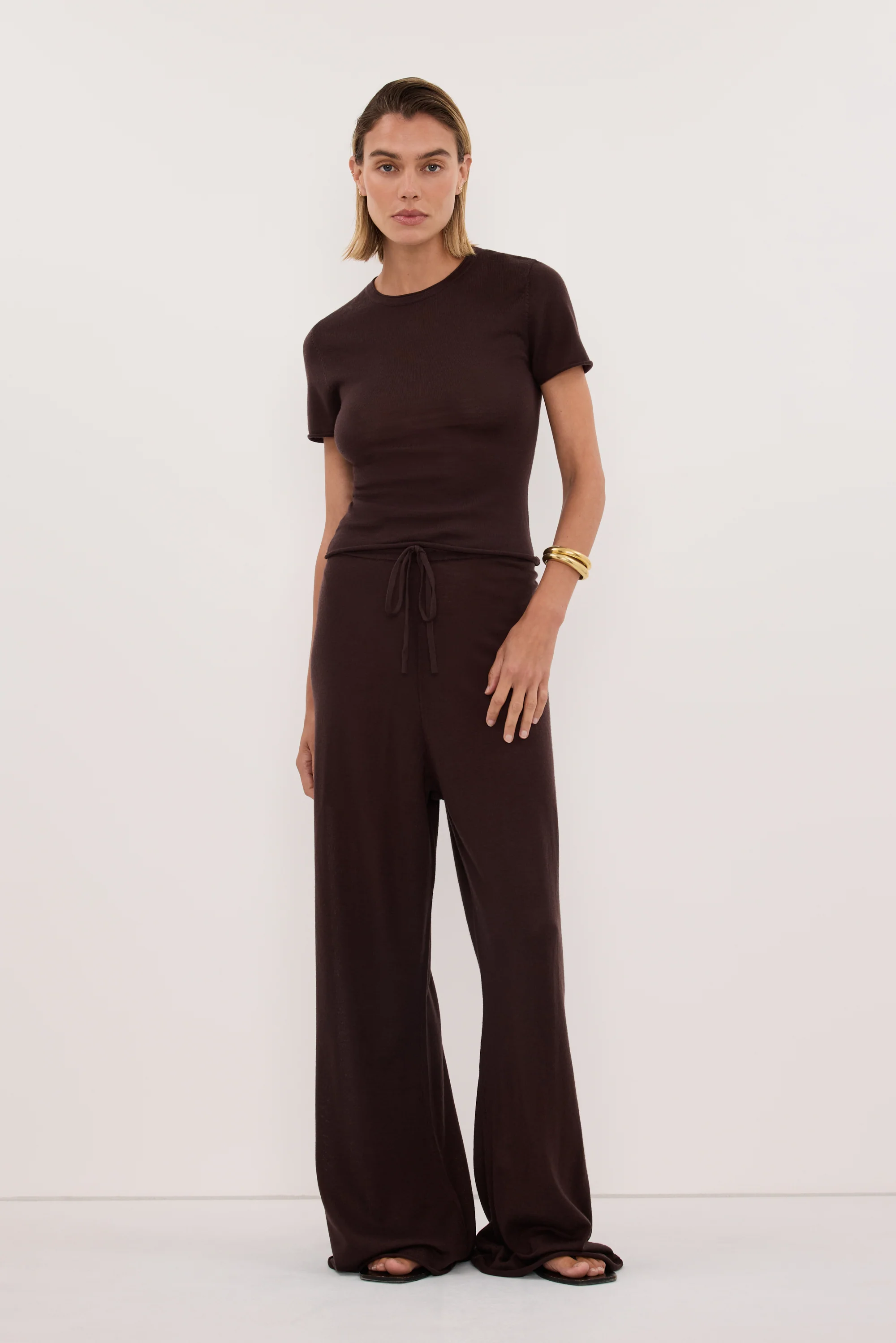 DUKE BITTER CHOC MERINO KNIT PANTS - Image 2