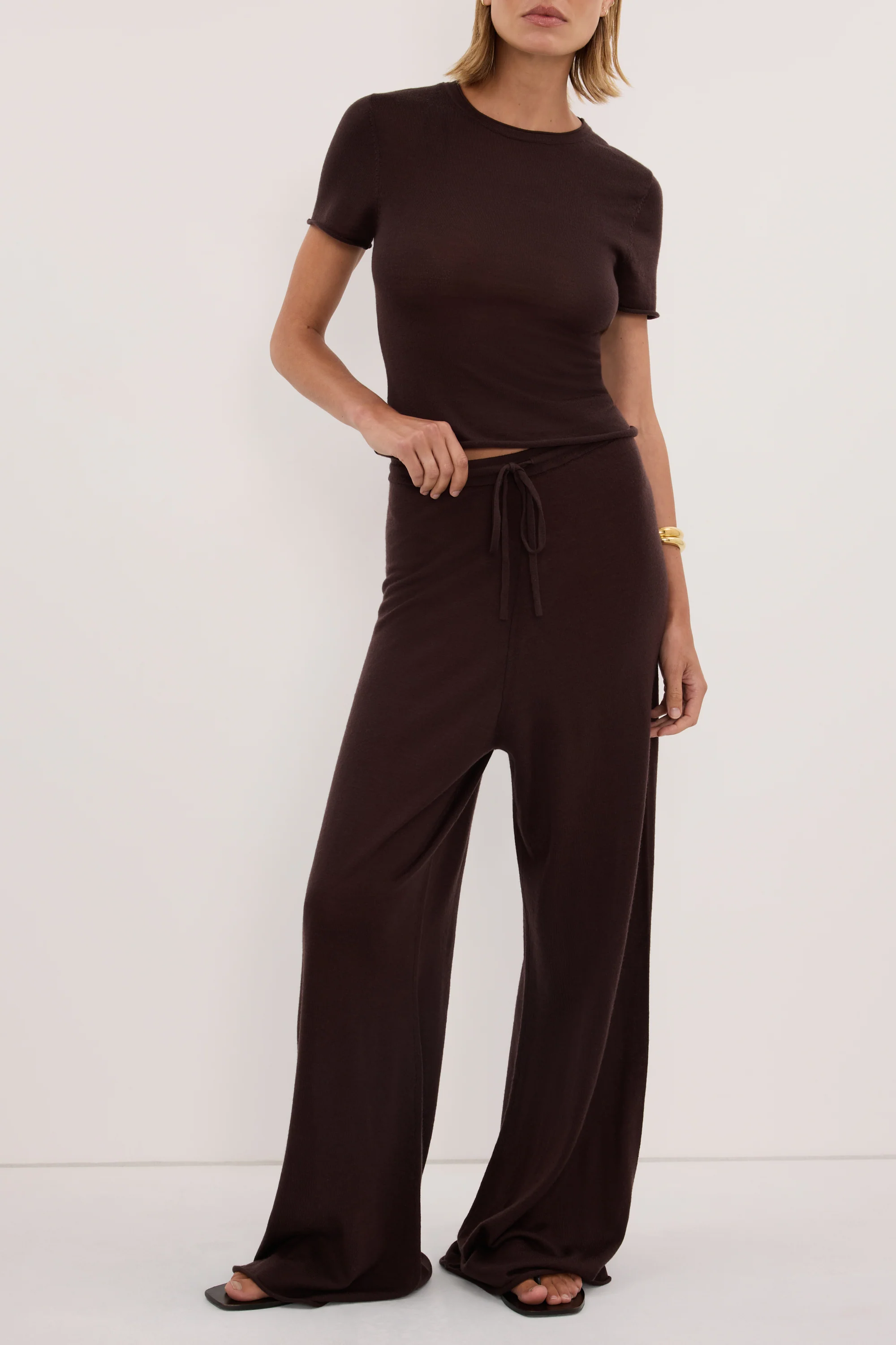 DUKE BITTER CHOC MERINO KNIT PANTS - Image 3
