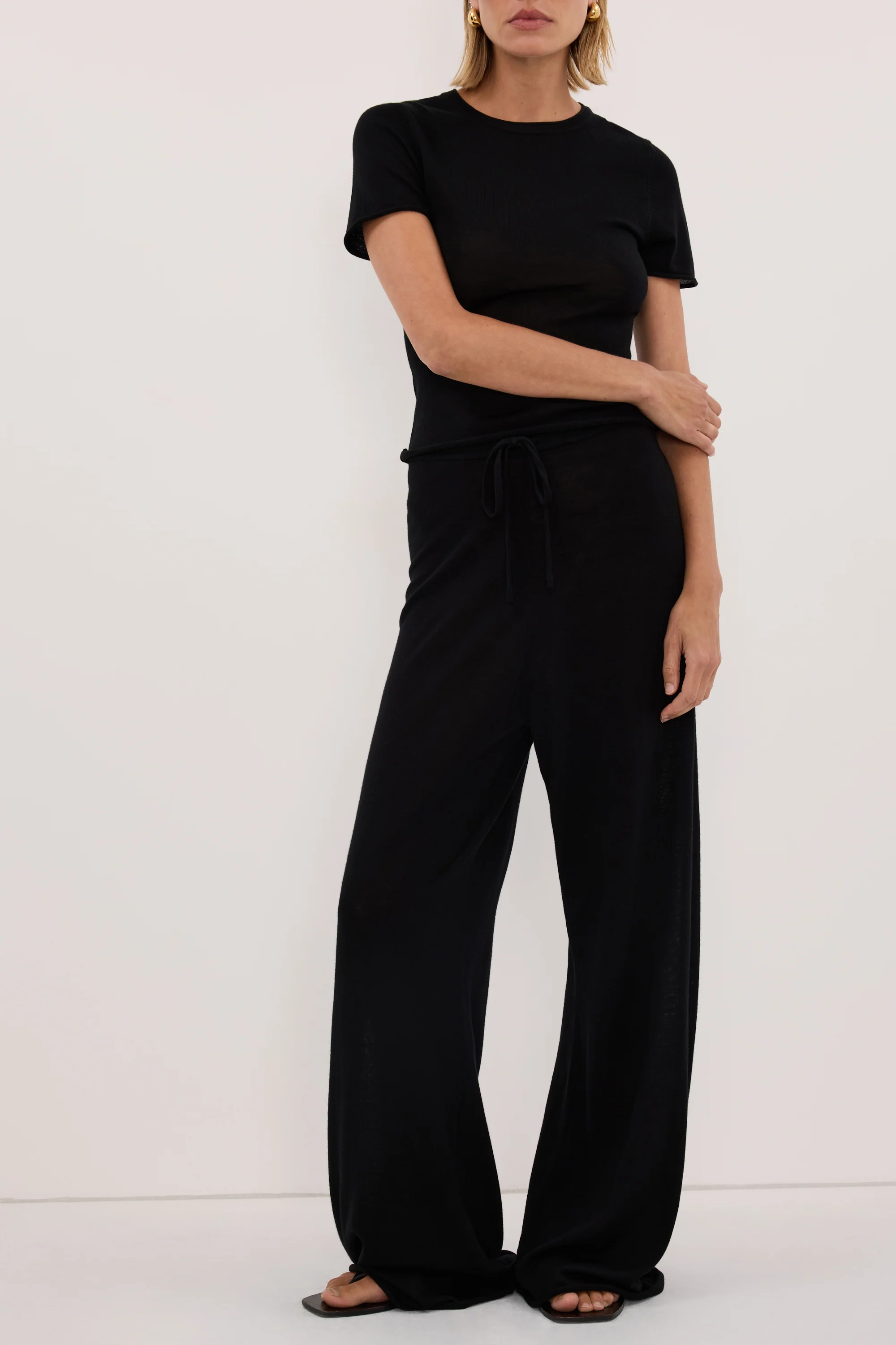 DUKE BLACK MERINO KNIT PANTS - Image 2