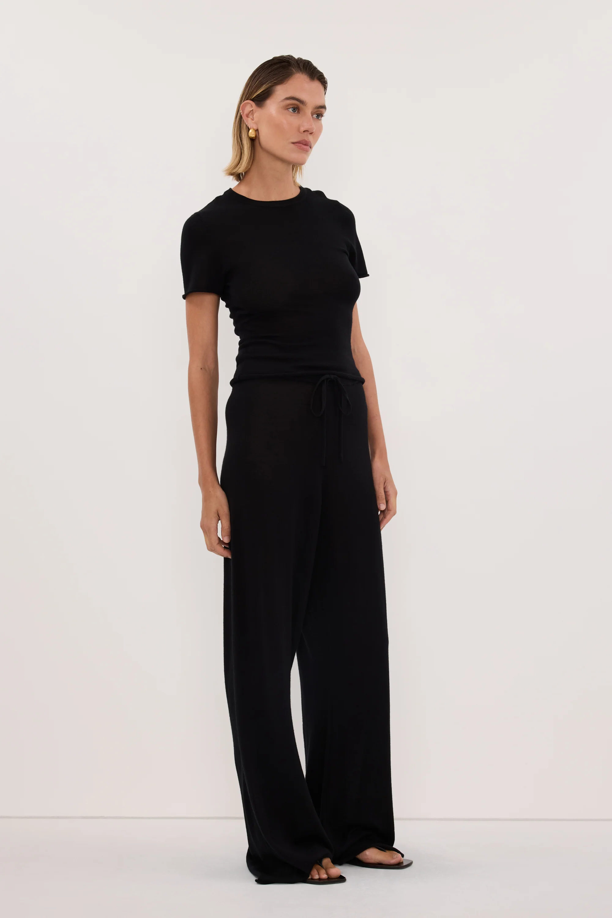 DUKE BLACK MERINO KNIT PANTS - Image 3