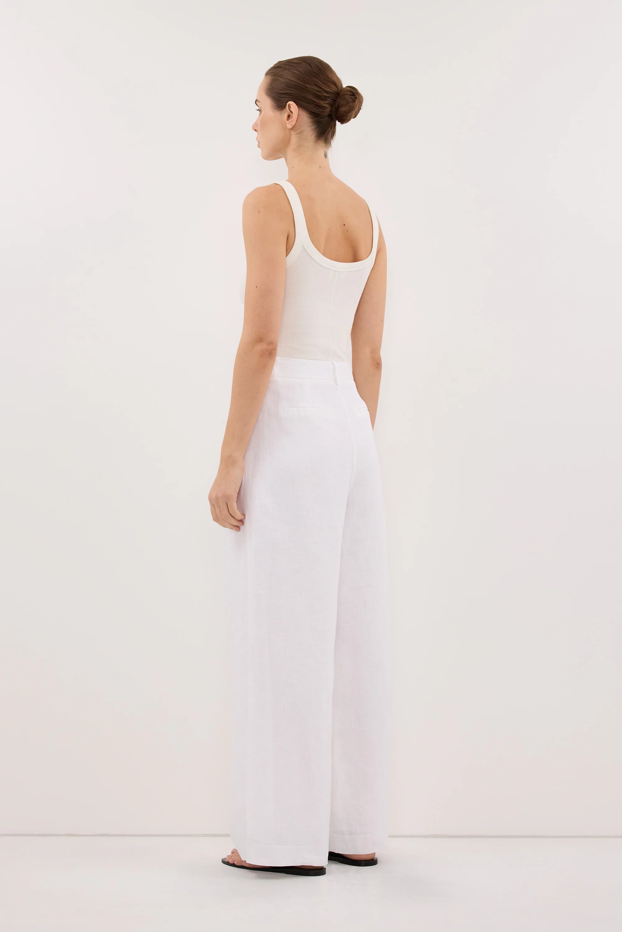 EASTON WHITE WIDE LEG LINEN PANT - Image 4