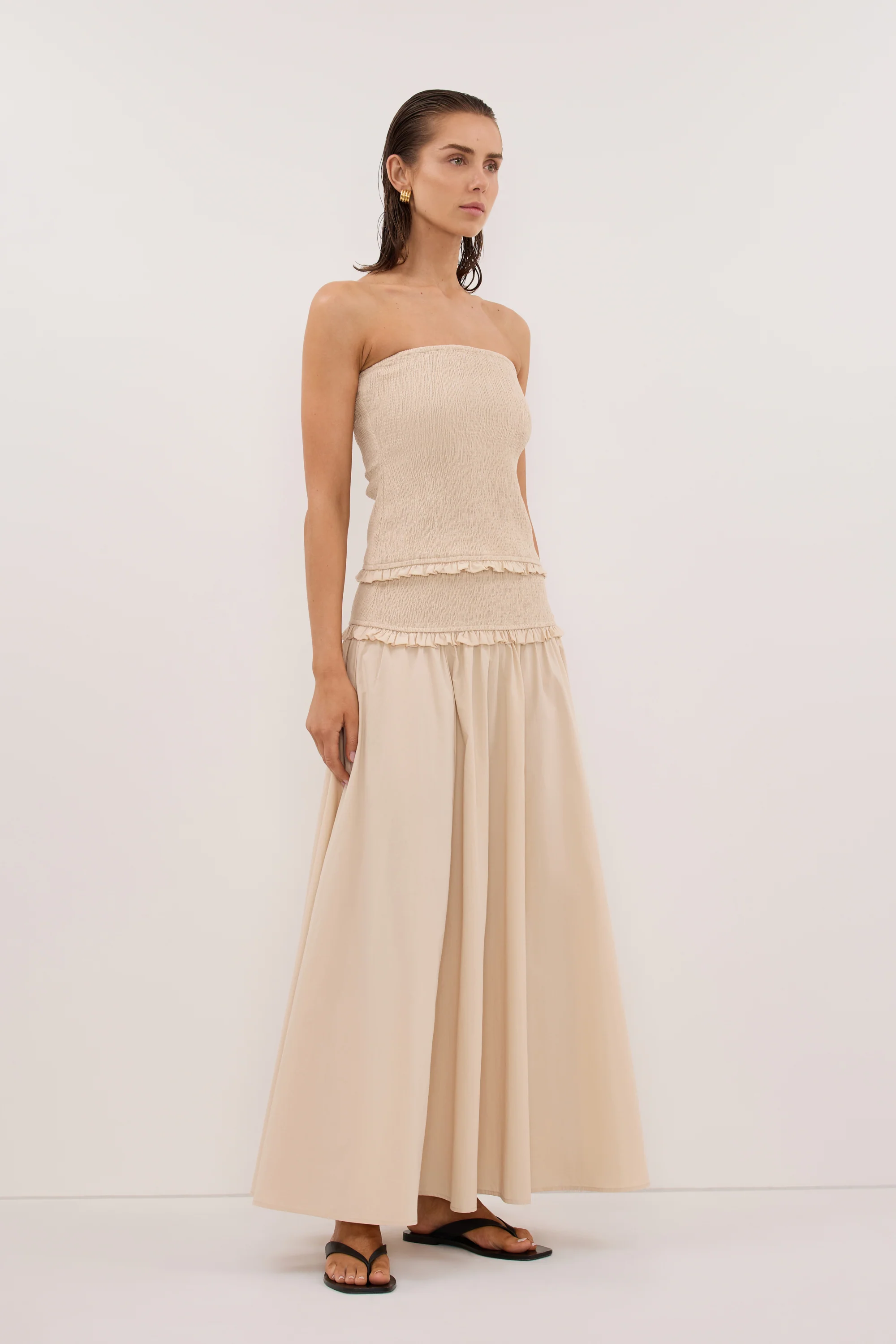 EDIE STONE COTTON MIDI SKIRT - Image 3