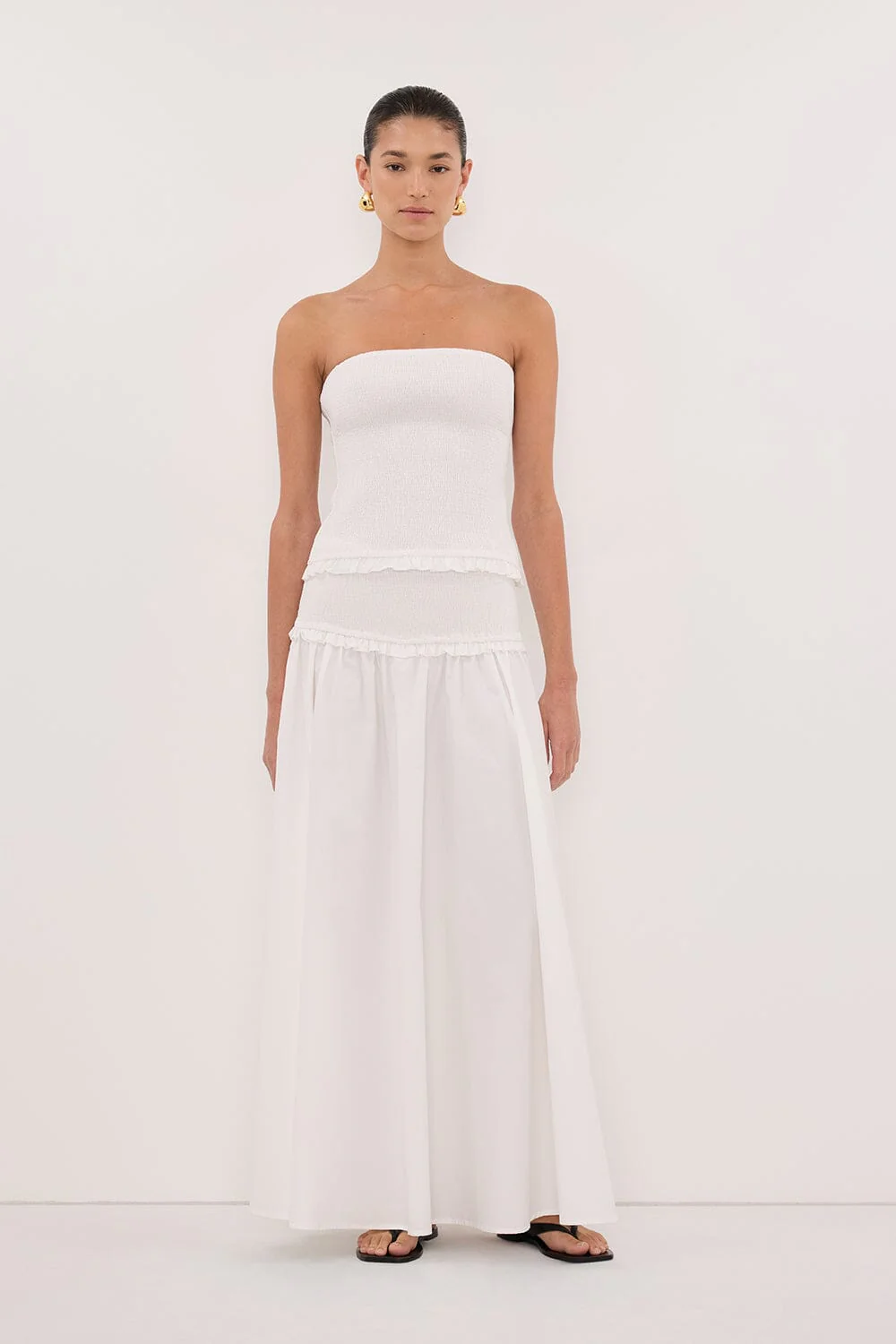 EDIE WHITE STRAPLESS COTTON TOP