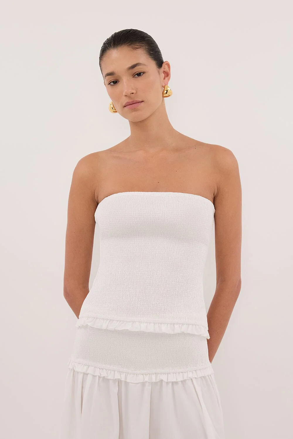 EDIE WHITE STRAPLESS COTTON TOP - Image 2