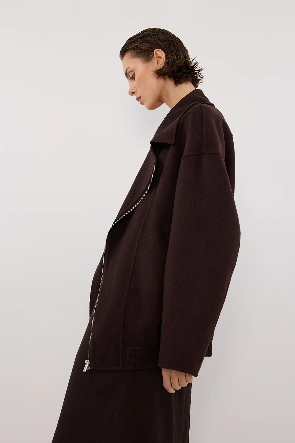 ELAINE DARK CHOC OVERSIZED WOOL BLEND JACKET - Image 2