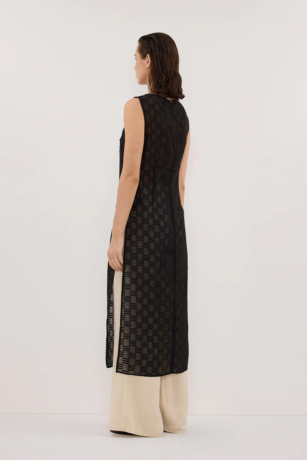 ELBA BLACK SHEER TUNIC TOP - Image 4