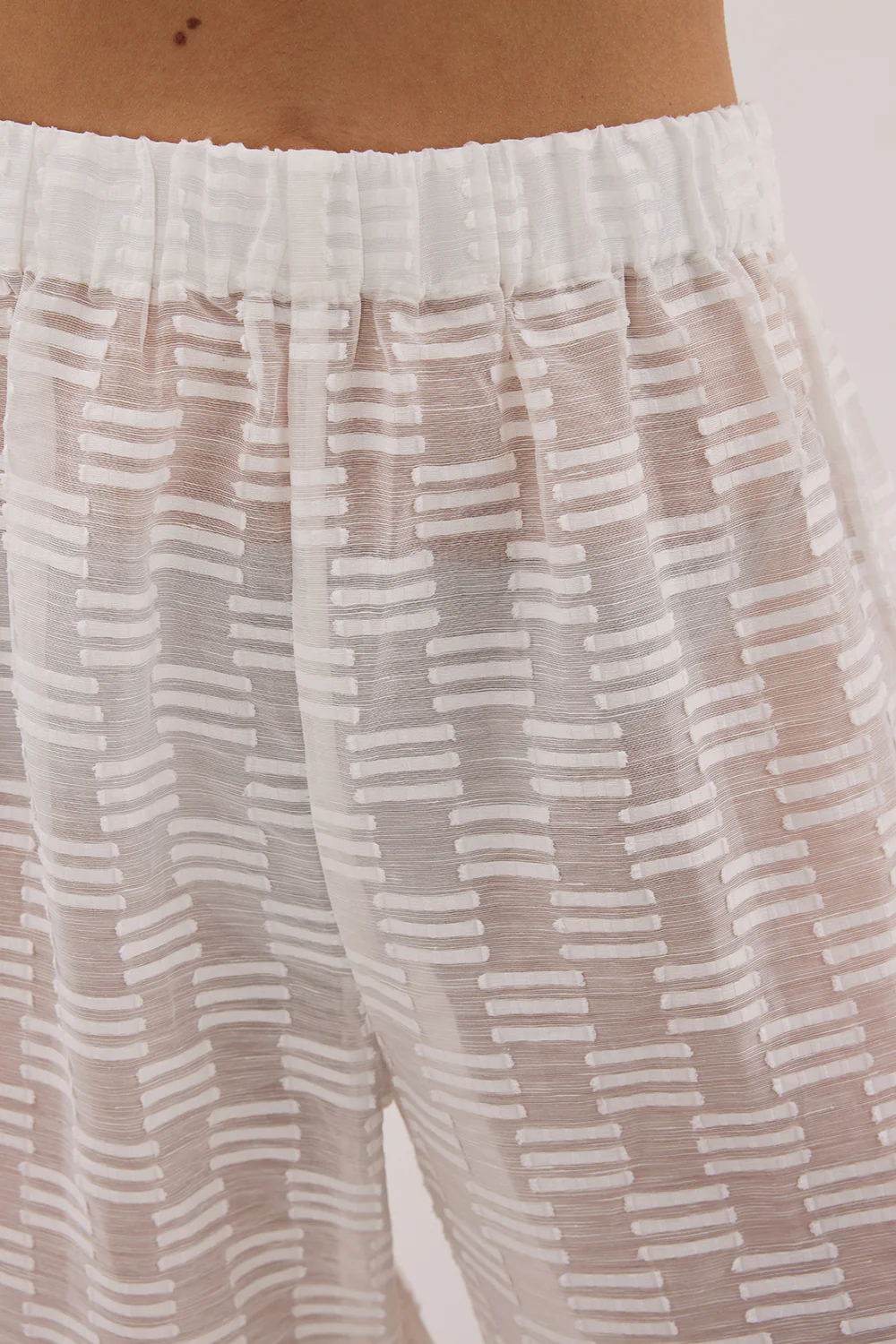 ELBA WHITE SHEER CHECK PANT - Image 5