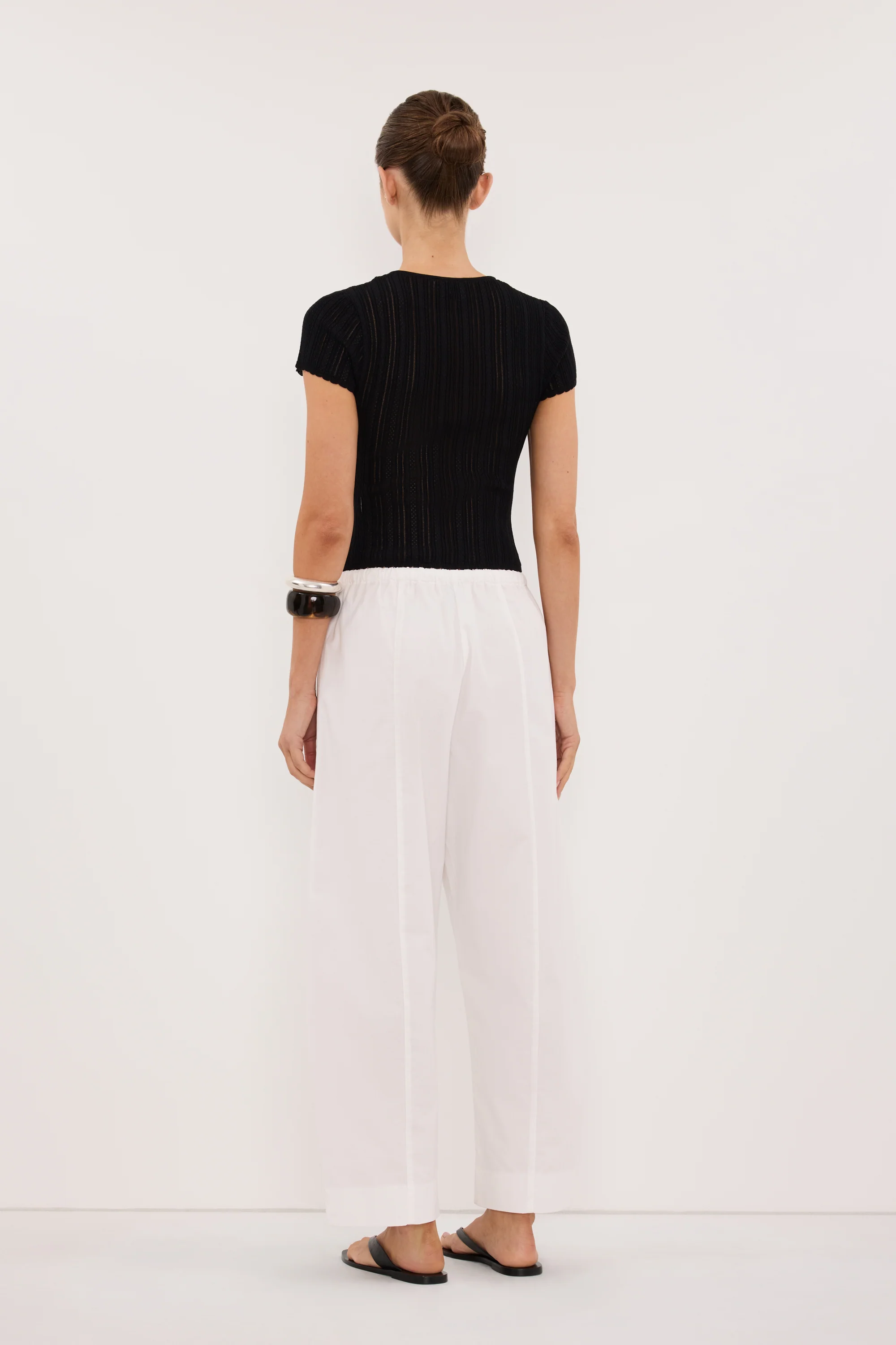 ELENA BLACK POINTELLE KNIT BABY TEE - Image 4