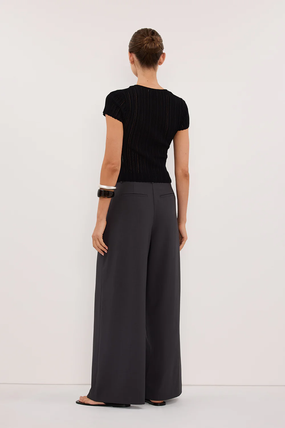 ELENA BLACK POINTELLE KNIT BABY TEE - Image 7