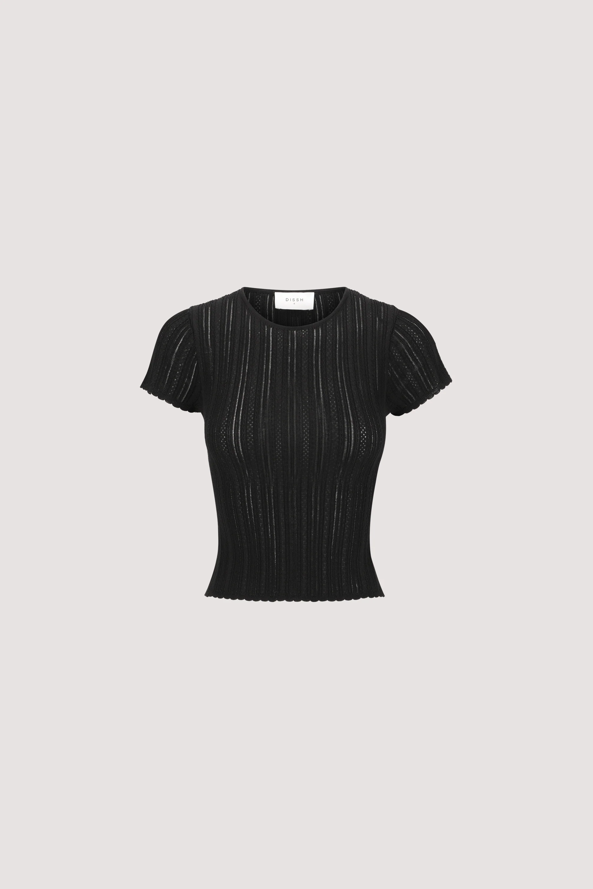 ELENA BLACK POINTELLE KNIT BABY TEE - Image 8