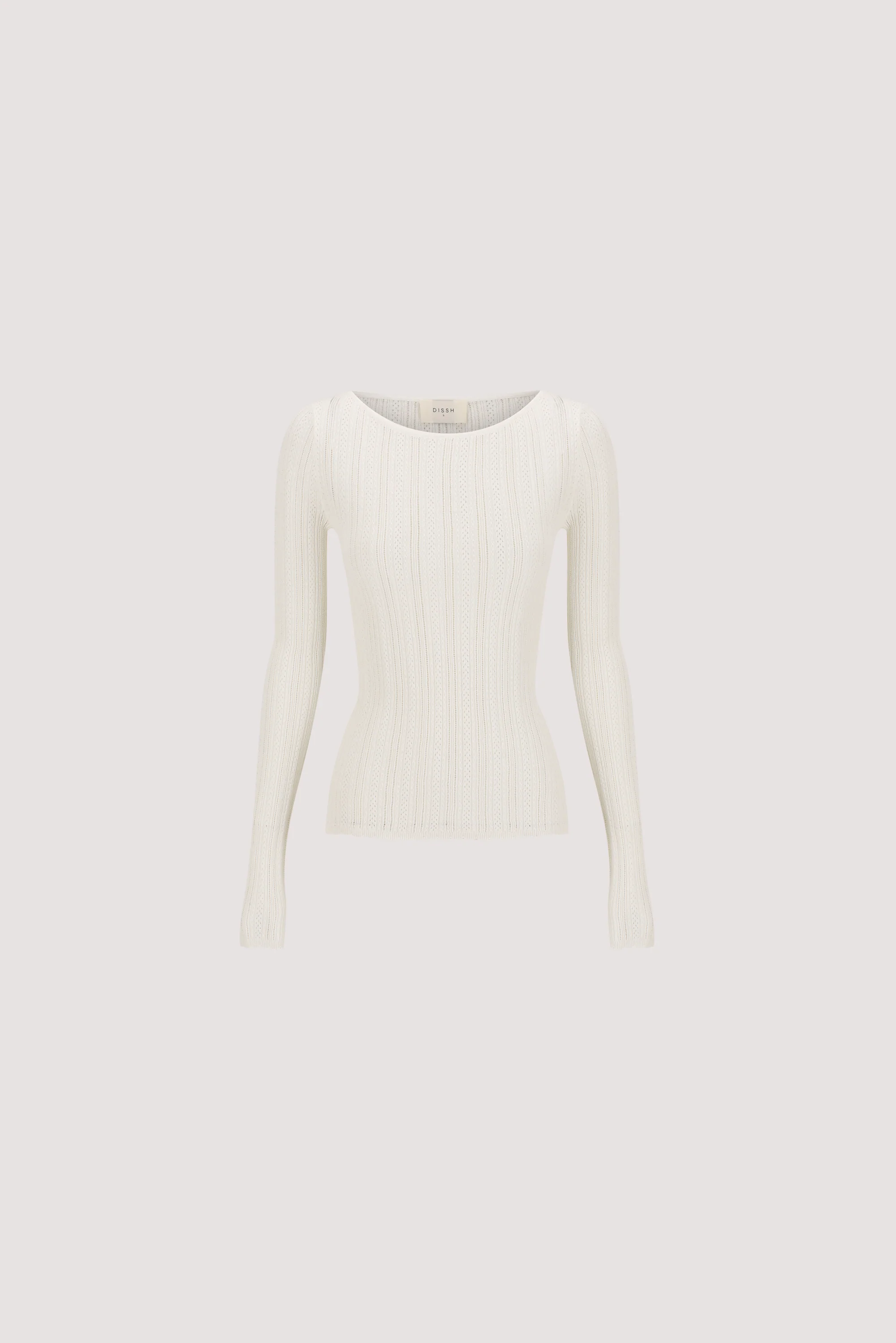 ELENA WHITE POINTELLE LONG SLEEVE KNIT TOP - Image 6