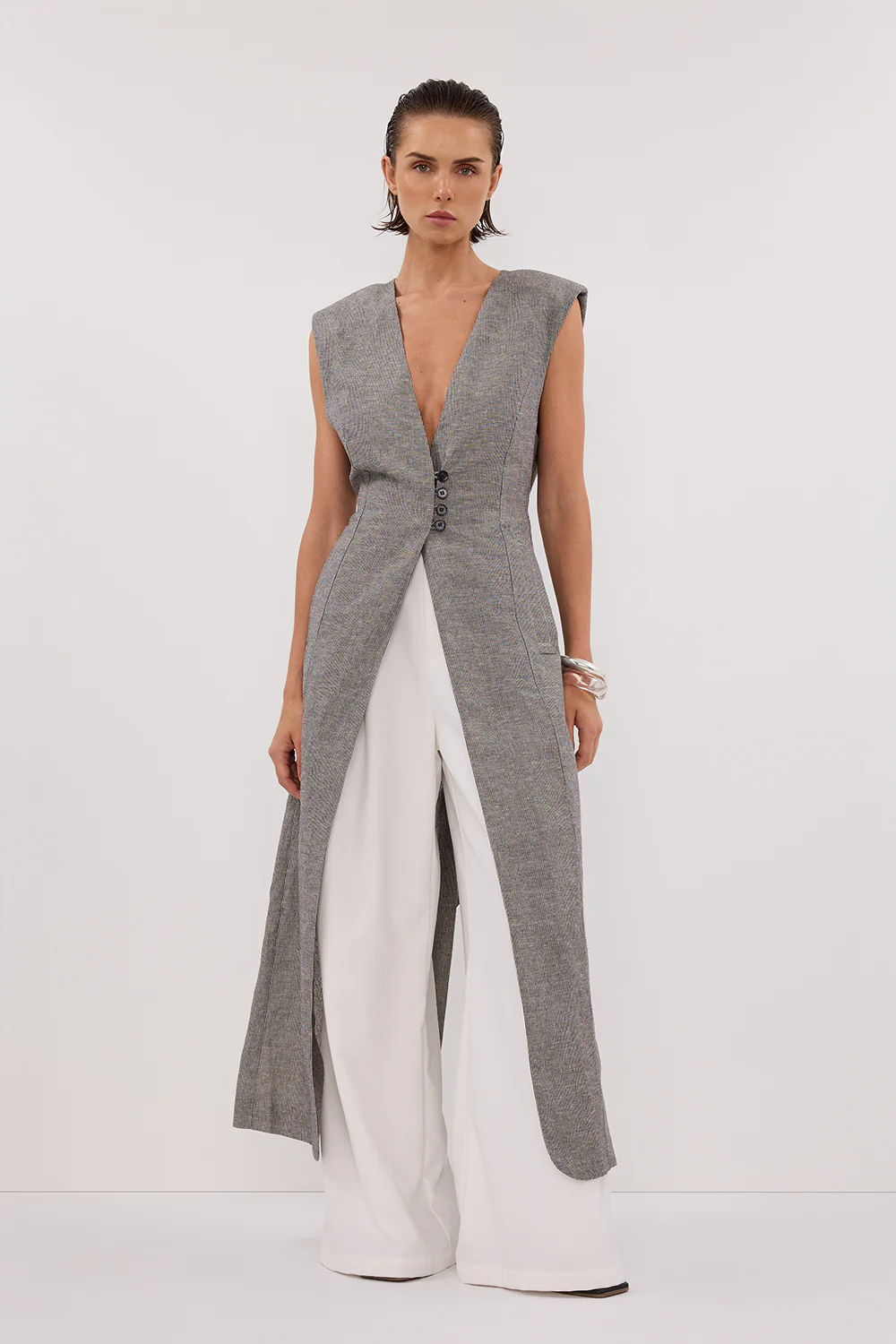 ELIAS CHARCOAL LONGLINE VEST