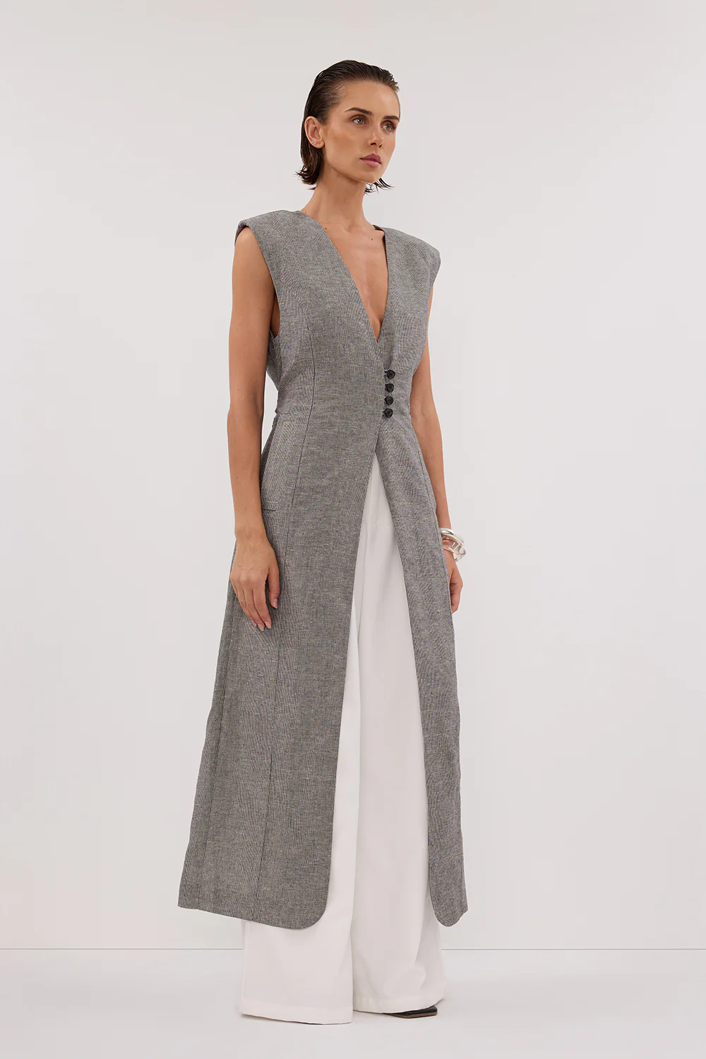 ELIAS CHARCOAL LONGLINE VEST - Image 3