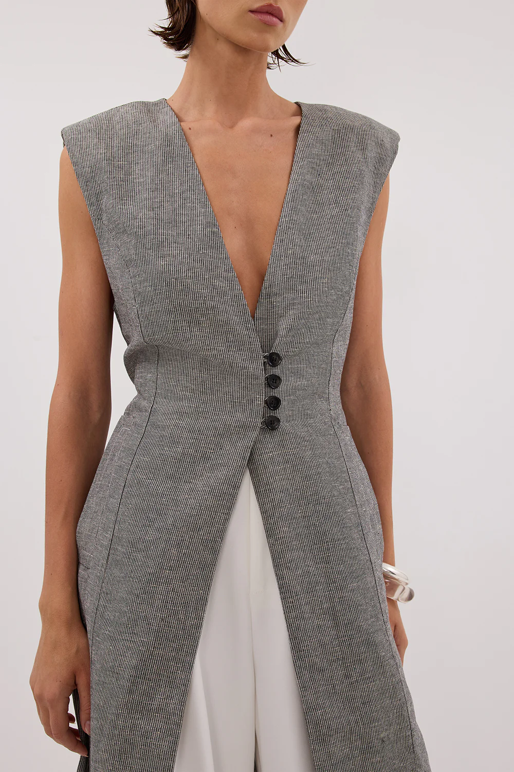 ELIAS CHARCOAL LONGLINE VEST - Image 5