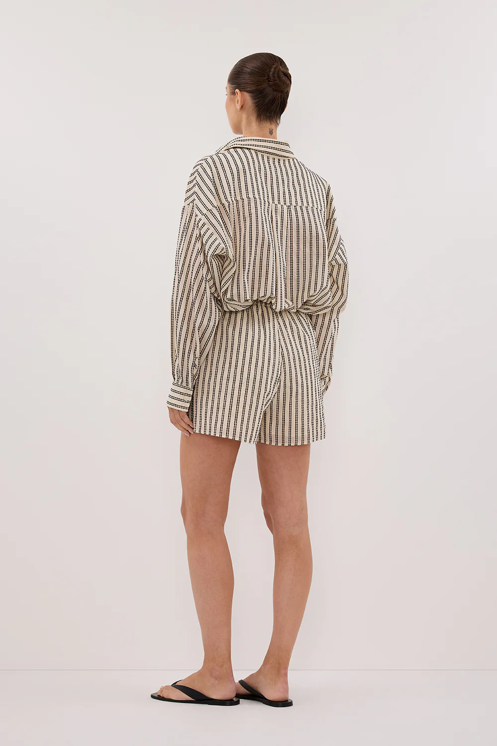 ELLIE CREAM STRIPE DRAWSTRING SHORTS - Image 4