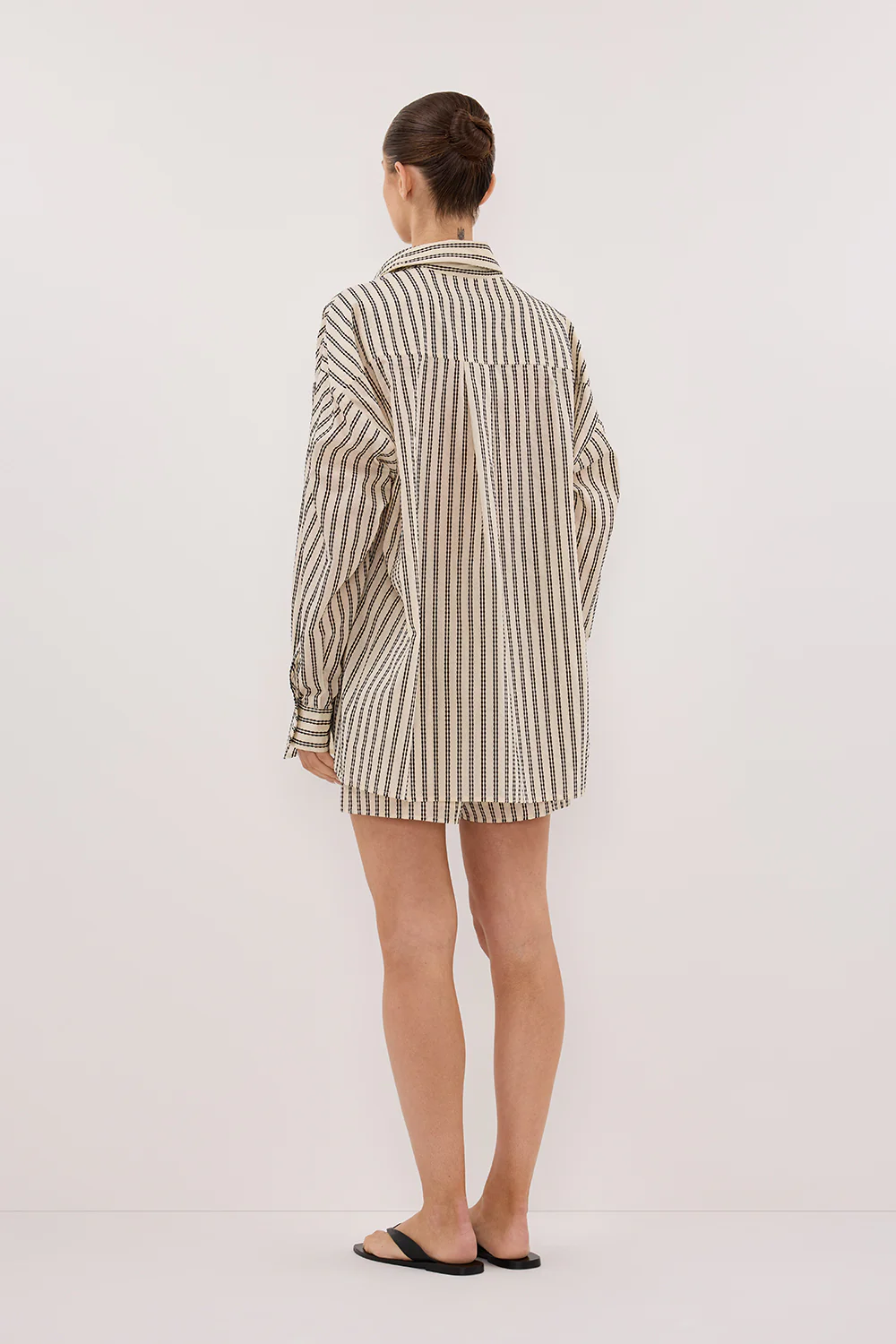 ELLIE CREAM OVERSIZED LONG SLEEVE STRIPE SHIRT - Image 4
