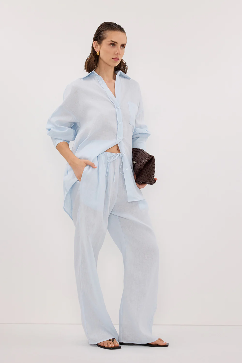 ELLIS ICE BLUE LINEN PANT - Image 4