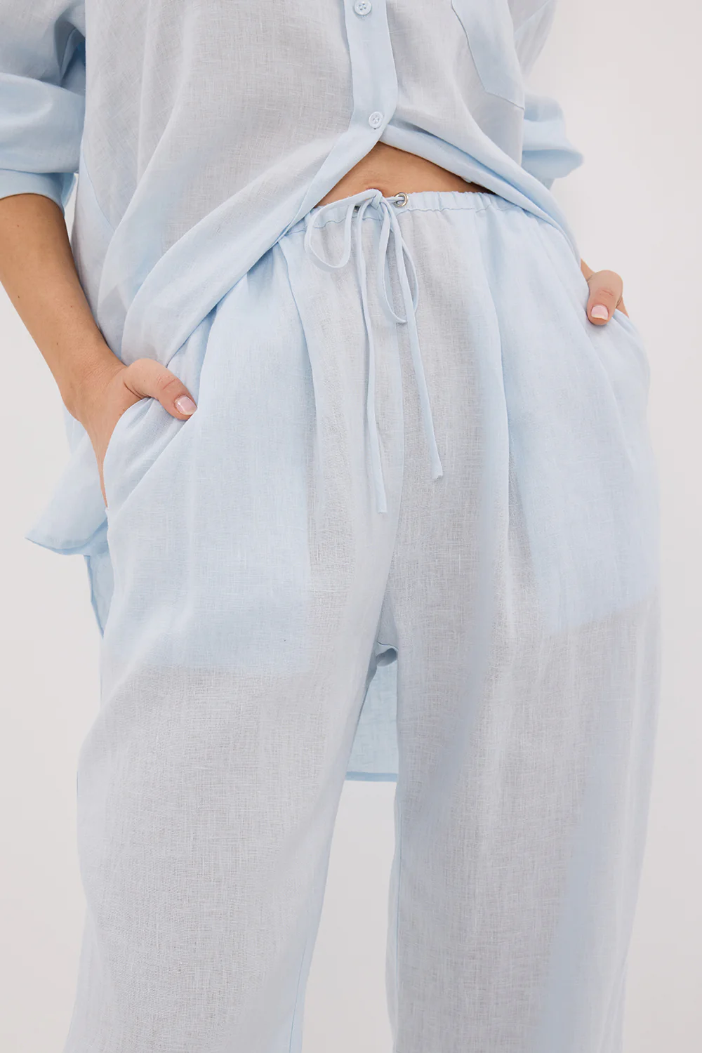 ELLIS ICE BLUE LINEN PANT - Image 7