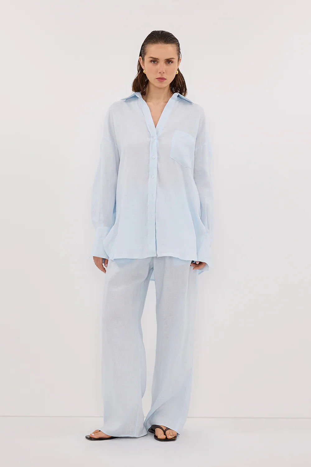 ELLIS ICE BLUE LONG SLEEVE LINEN SHIRT - Image 7