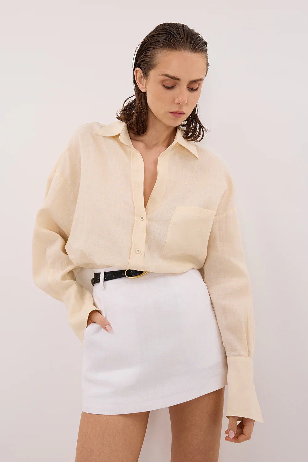 ELLIS SANDSTONE LONG SLEEVE LINEN SHIRT - Image 2