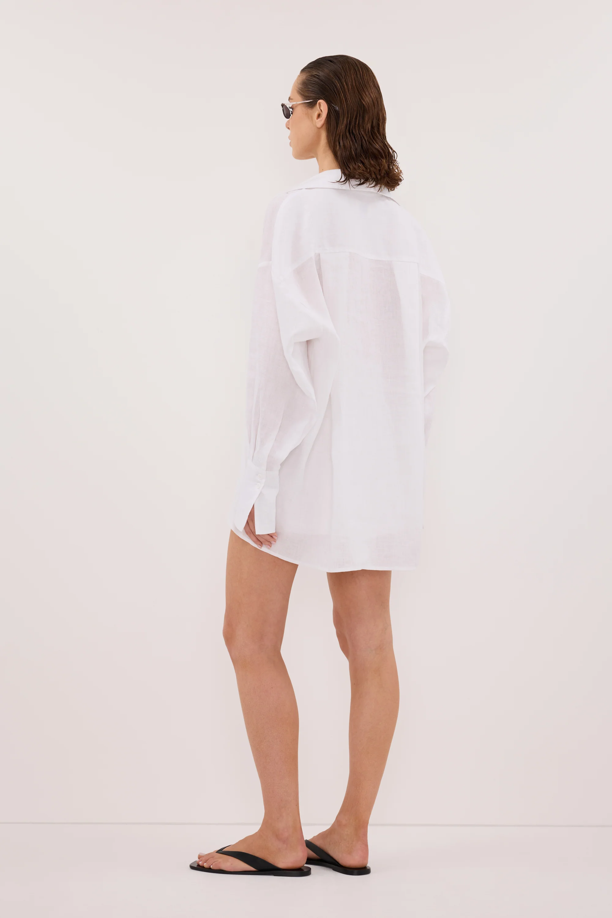 ELLIS WHITE LONG SLEEVE LINEN SHIRT - Image 3