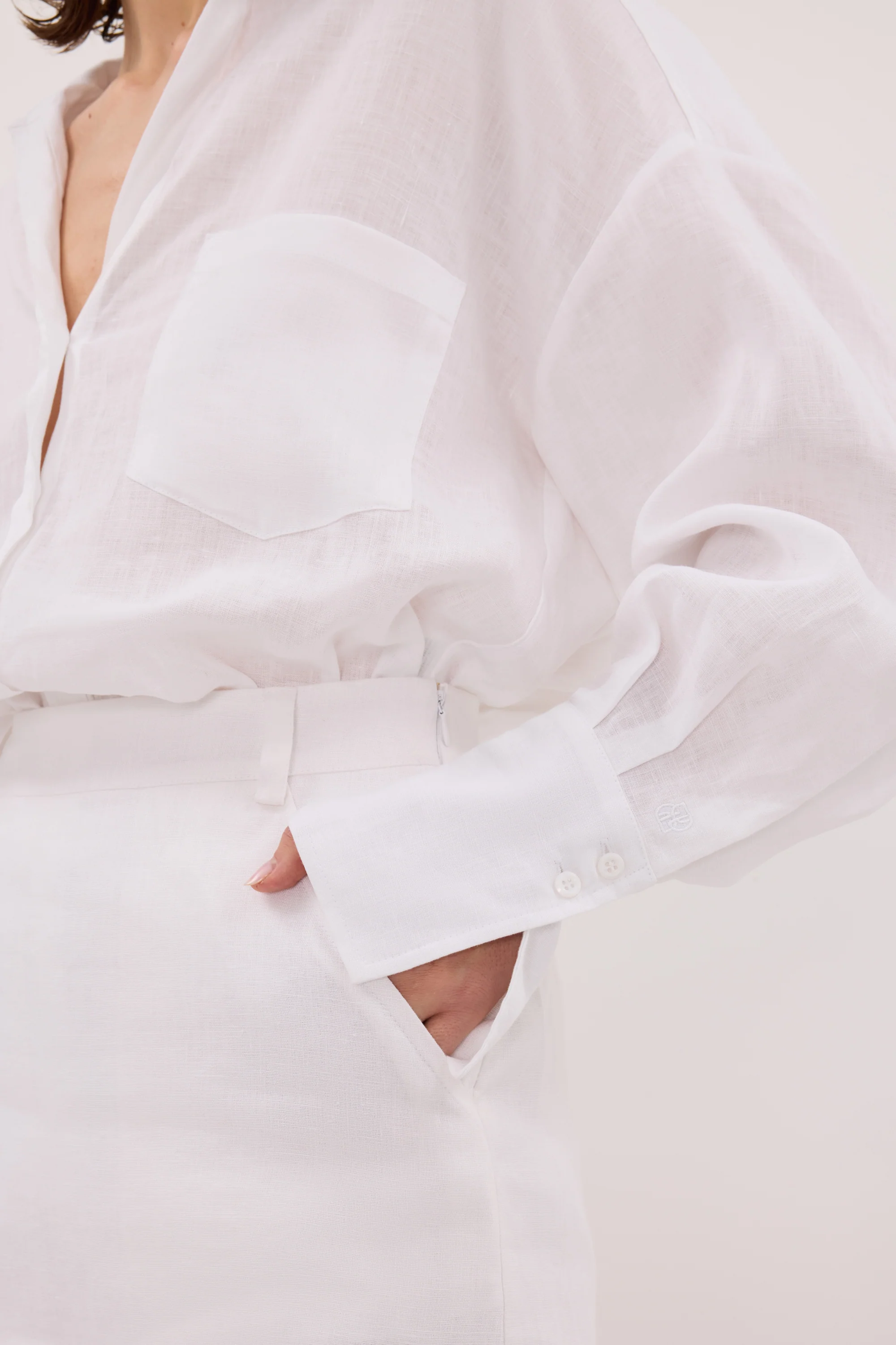 ELLIS WHITE LONG SLEEVE LINEN SHIRT - Image 4