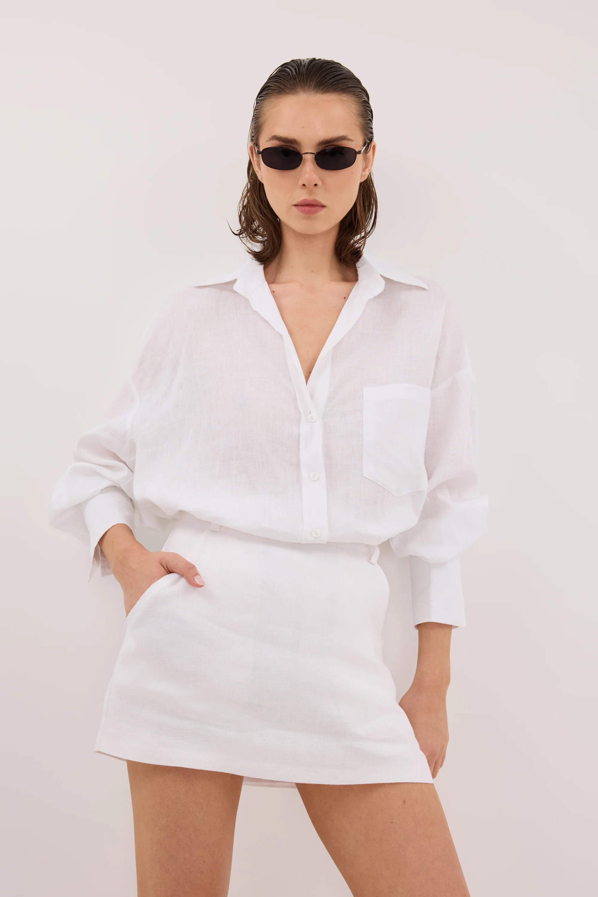 ELLIS WHITE LONG SLEEVE LINEN SHIRT - Image 5