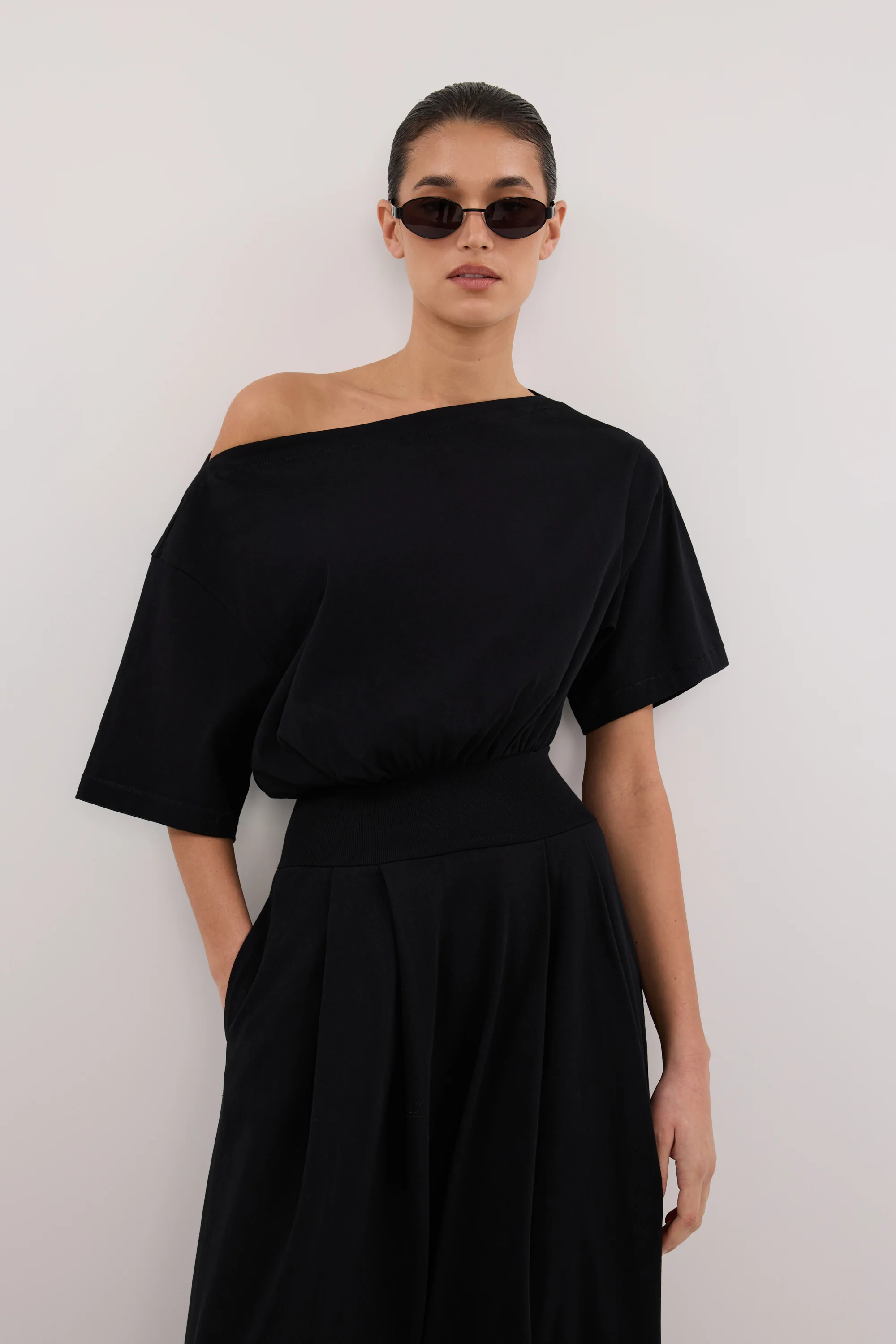 ESME BLACK ASYM MAXI DRESS - Image 2