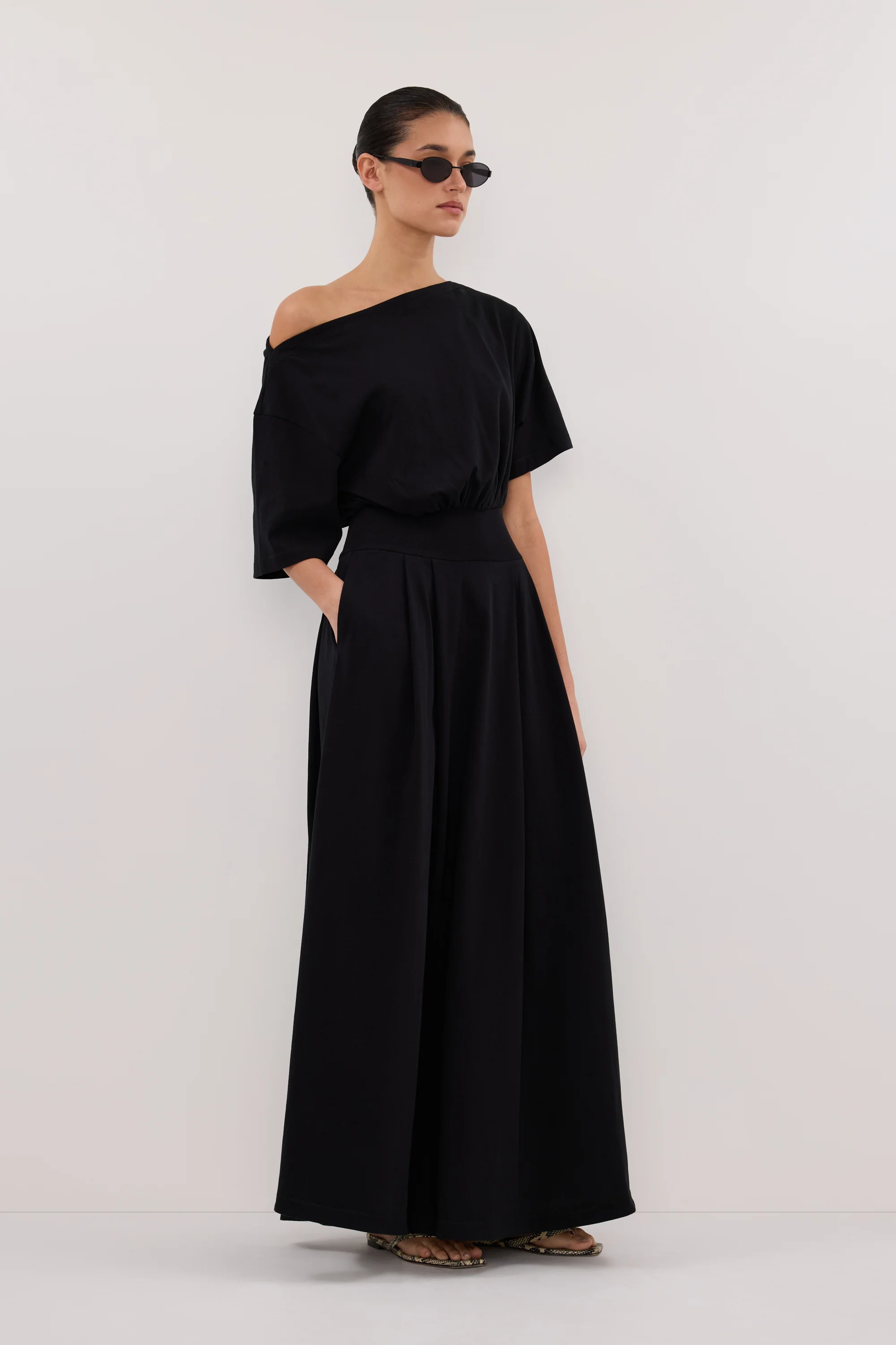 ESME BLACK ASYM MAXI DRESS - Image 3