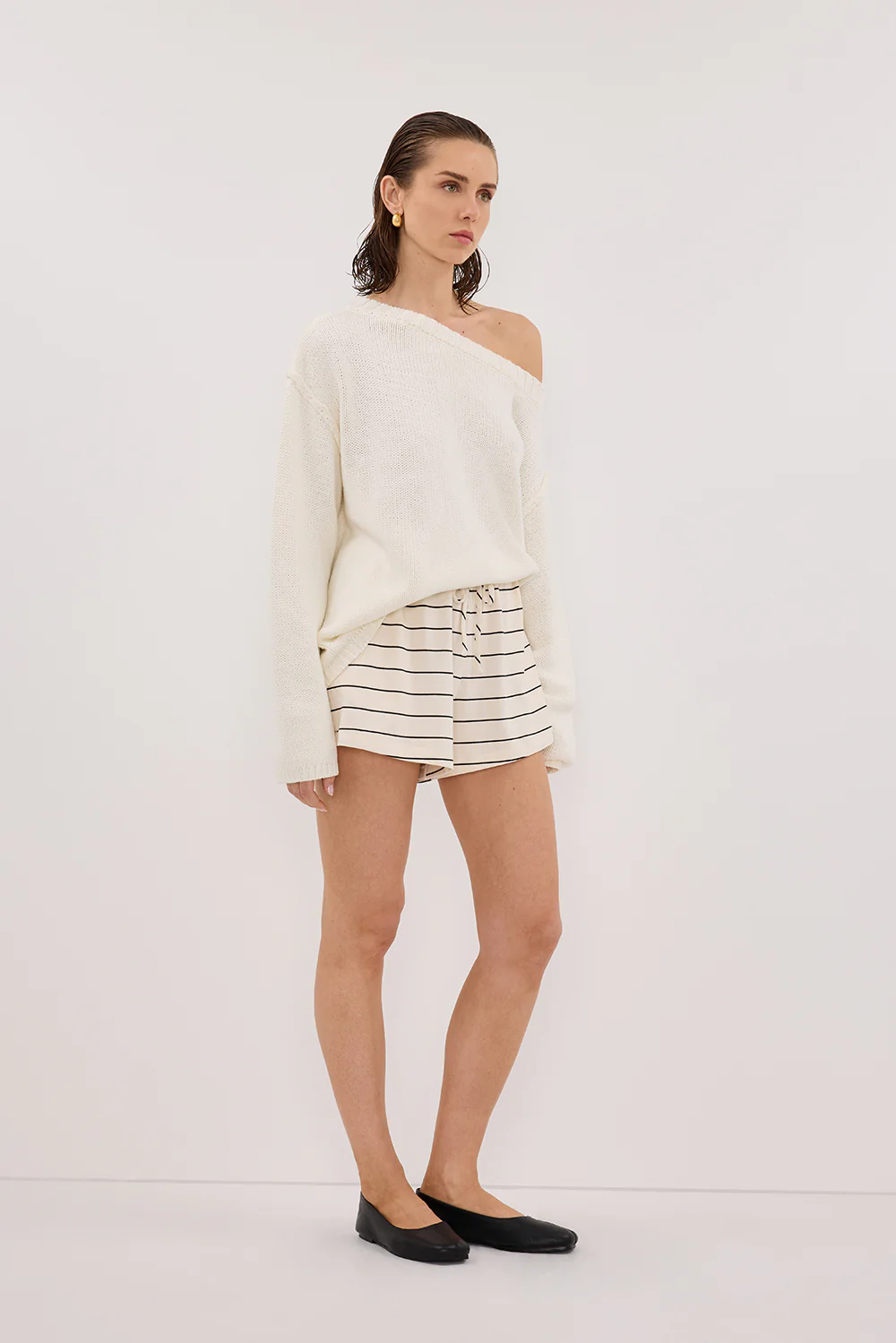 ESME OFF WHITE STRIPE SHORT - Image 3