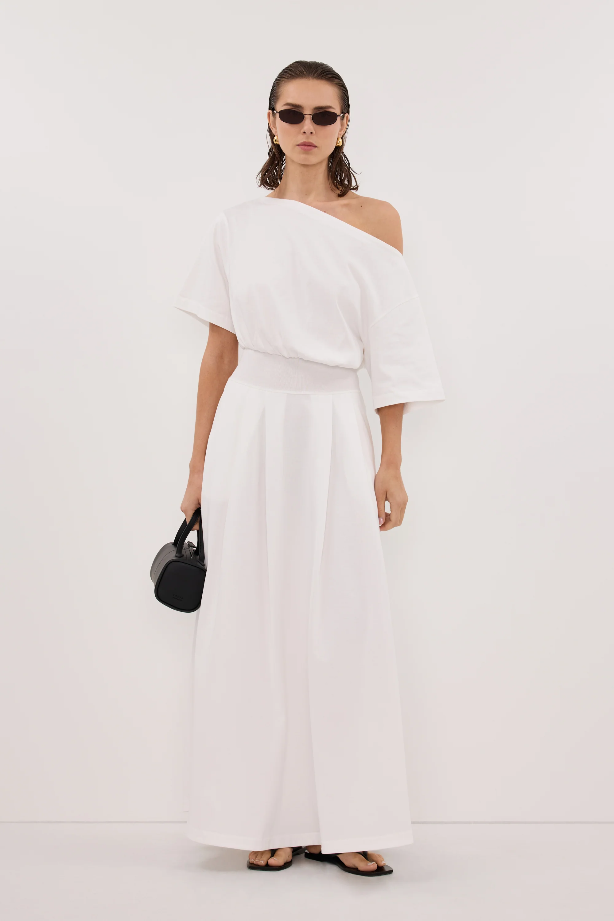 ESME WHITE ASYM MAXI DRESS