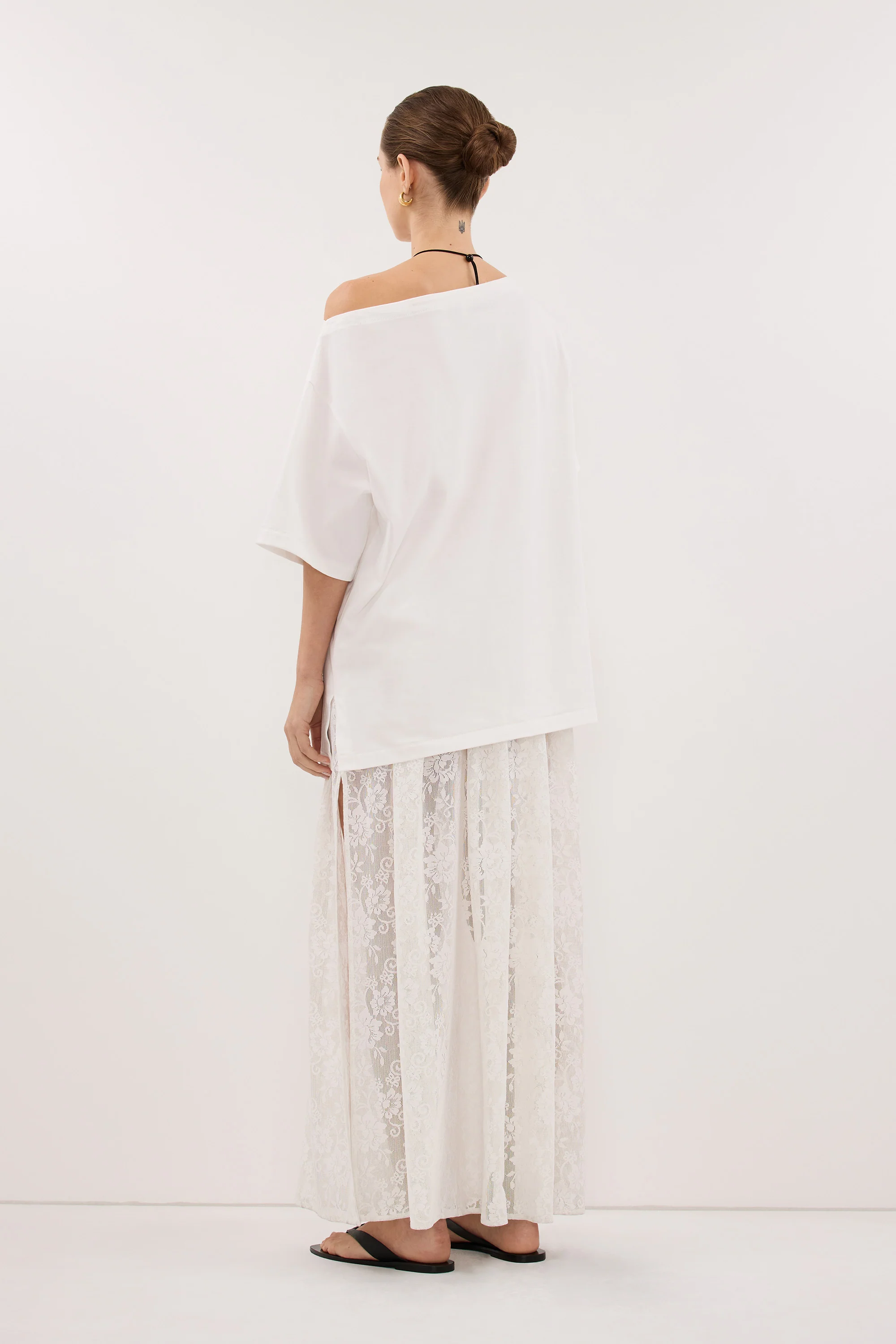 ESME WHITE ASYM BOAT NECK TEE - Image 4