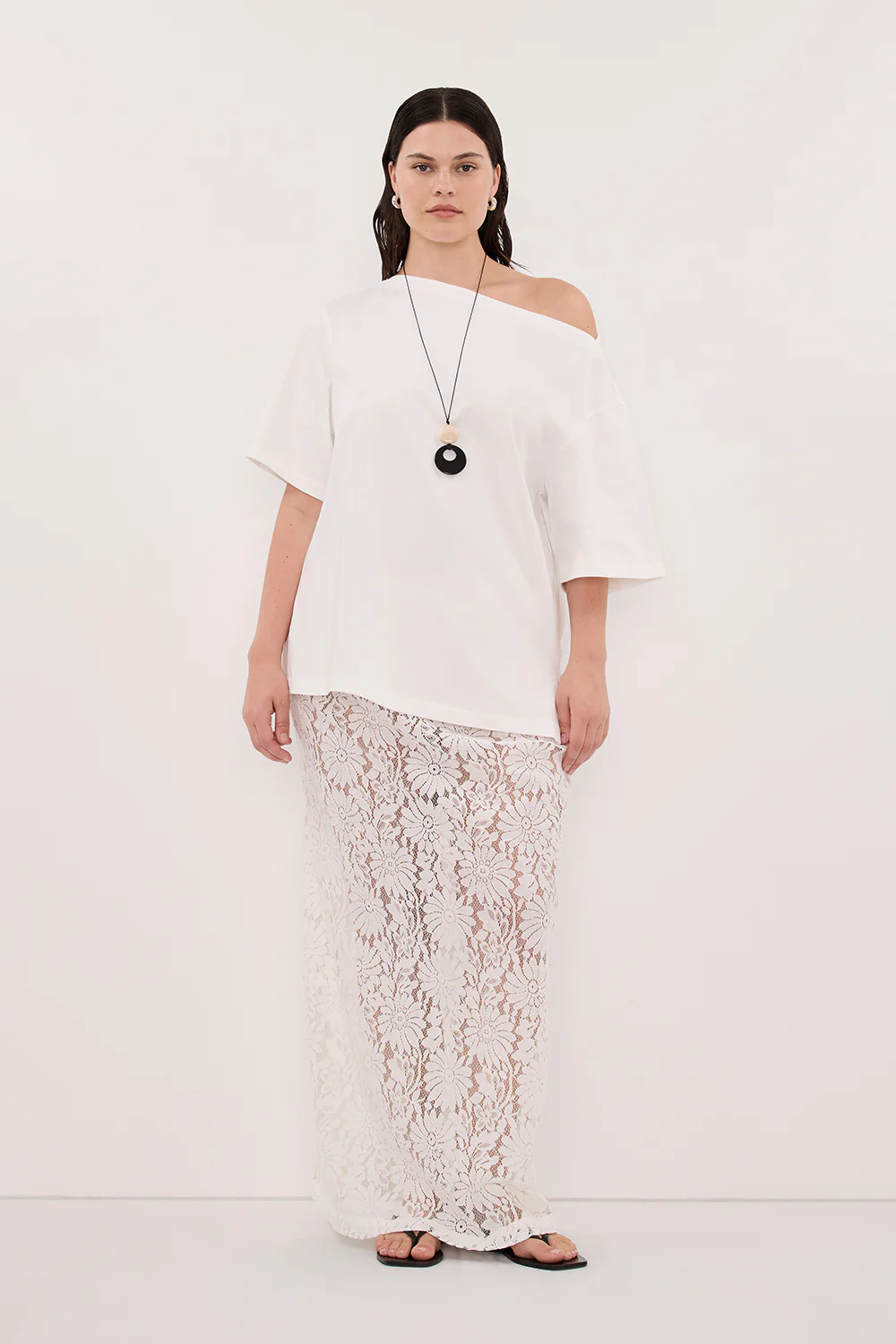 ESME WHITE ASYM BOAT NECK TEE - Image 6
