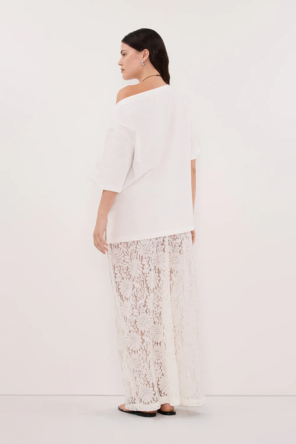 ESME WHITE ASYM BOAT NECK TEE - Image 7