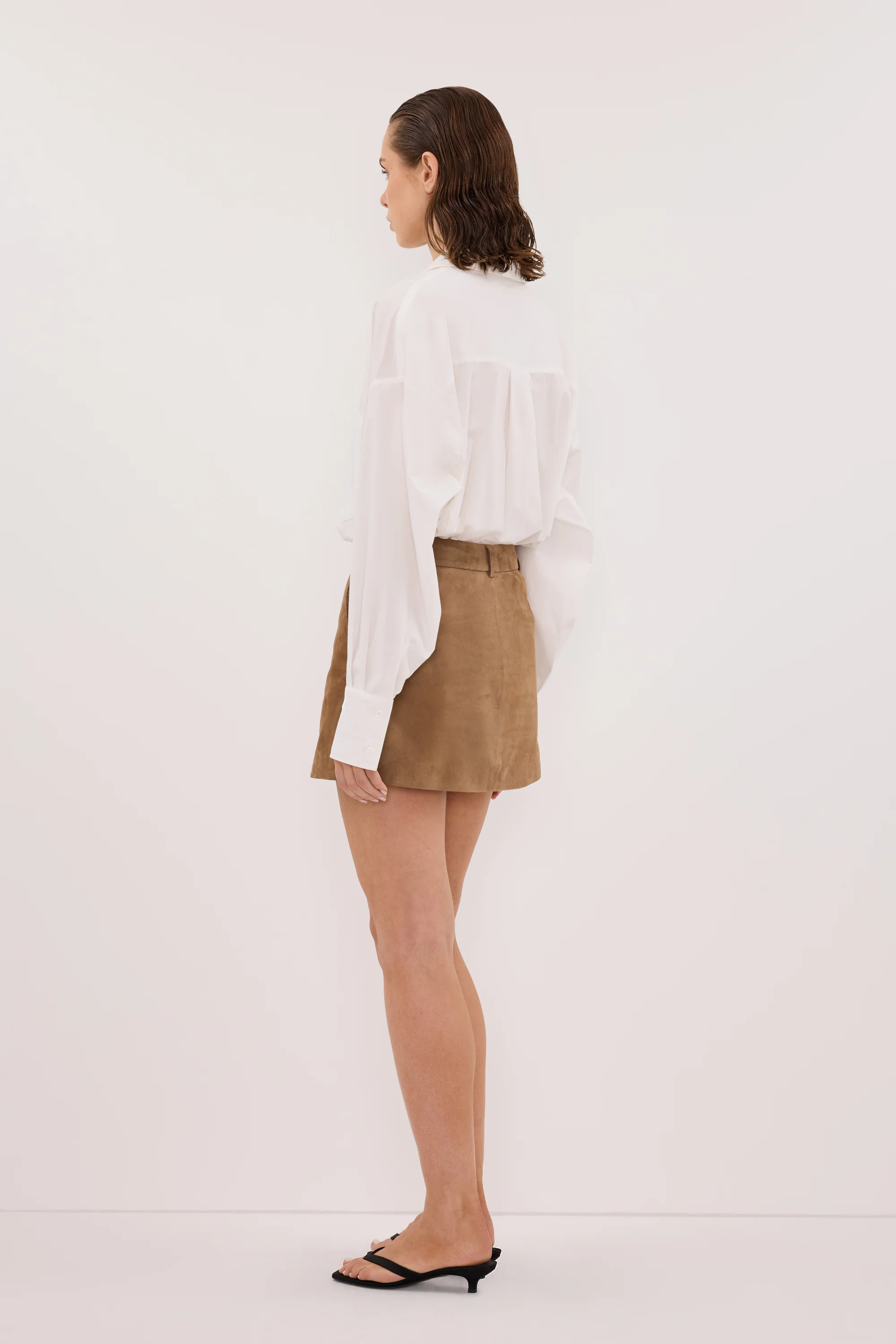 ESTELLE CHESTNUT SUEDE MINI SKIRT - Image 4