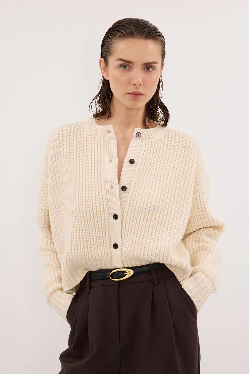 EVALINA SANDSTONE KNIT CARDIGAN - Image 2