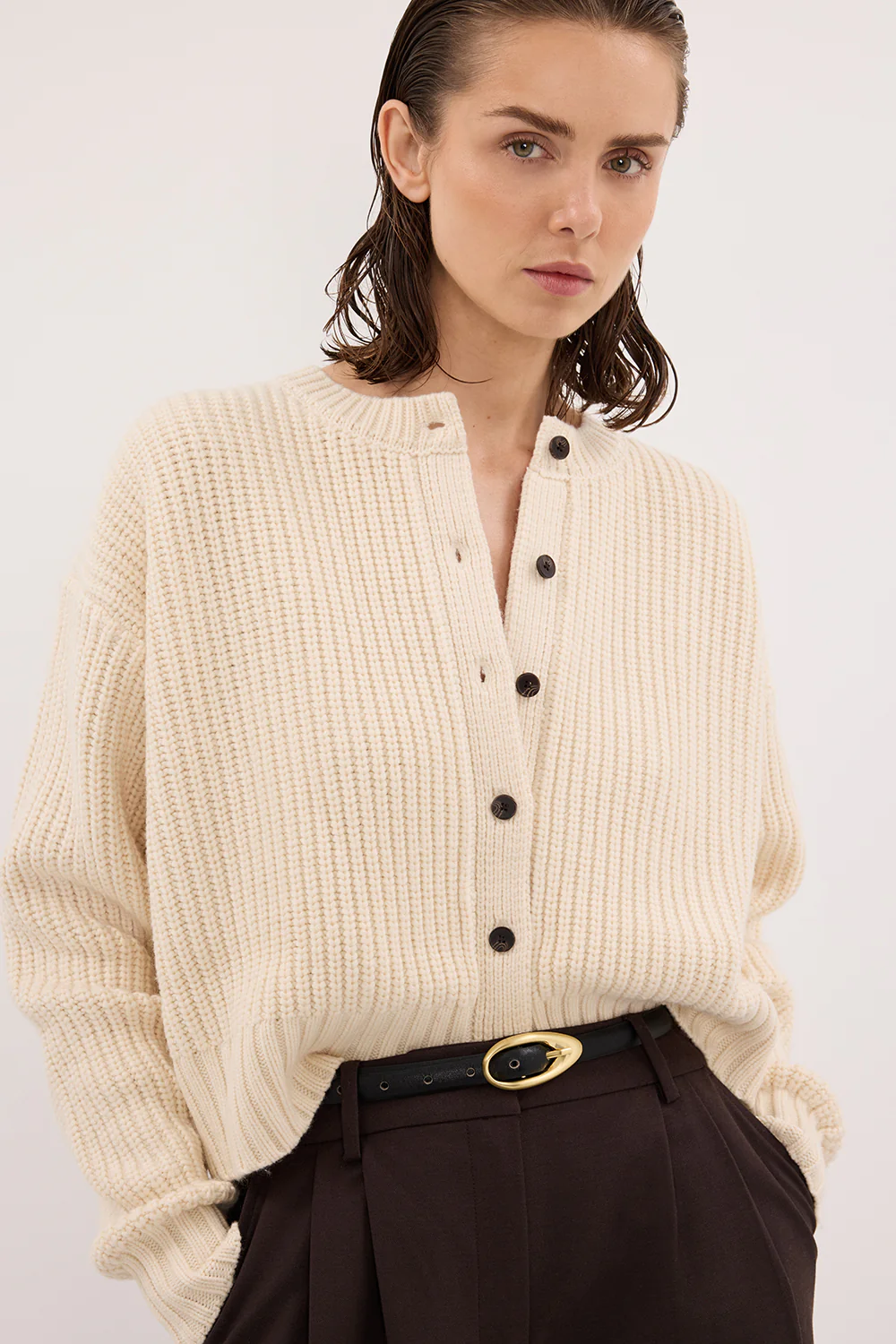 EVALINA SANDSTONE KNIT CARDIGAN - Image 5