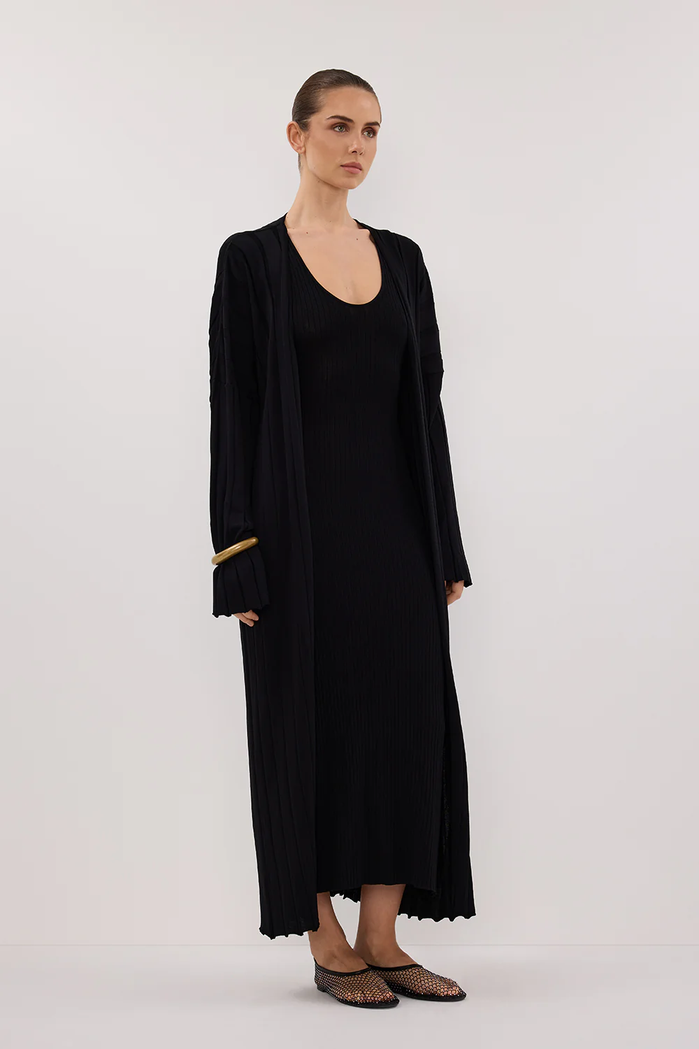 EVE BLACK KNIT MIDI CARDIGAN - Image 3
