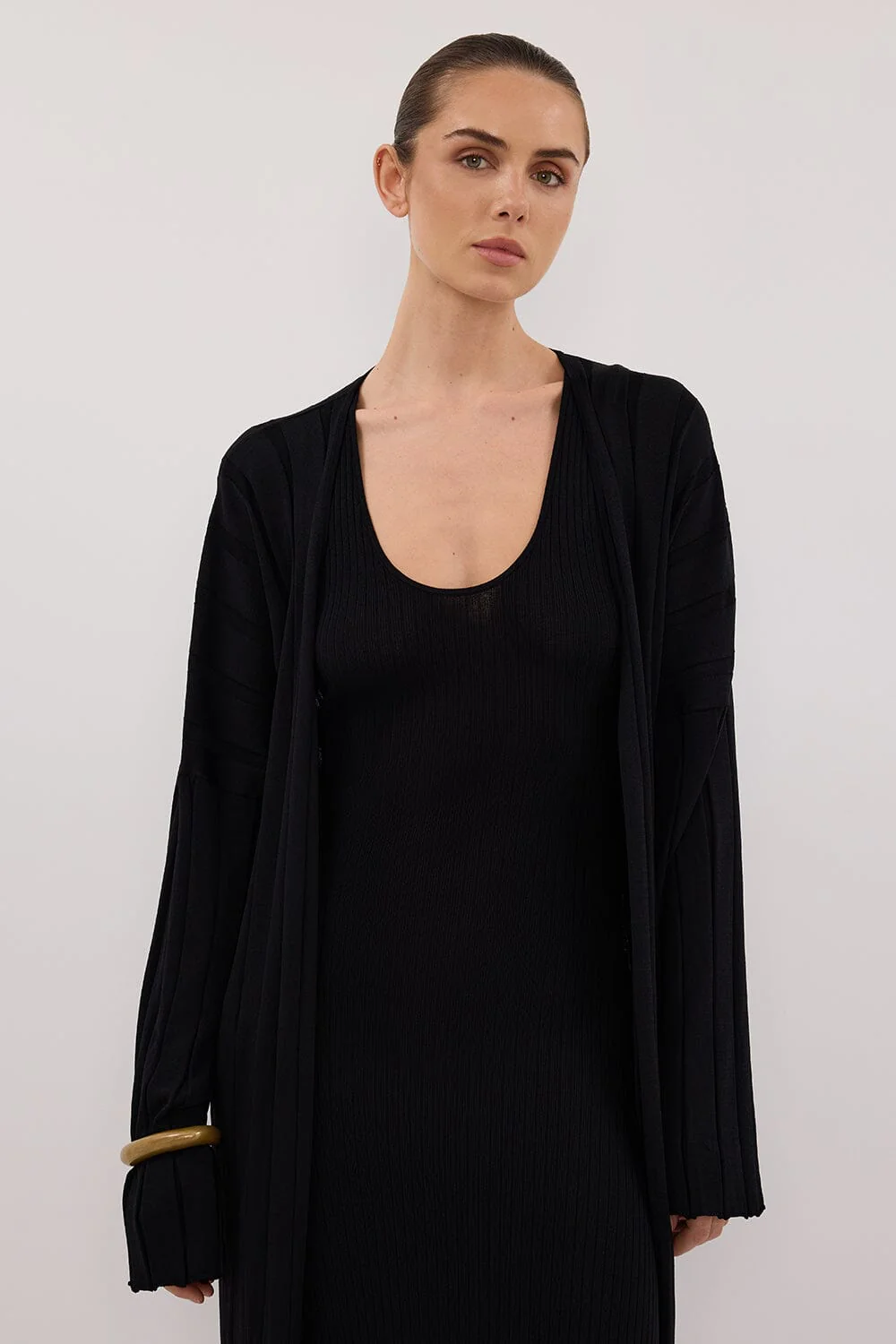 EVE BLACK SCOOP KNIT MIDI DRESS - Image 8