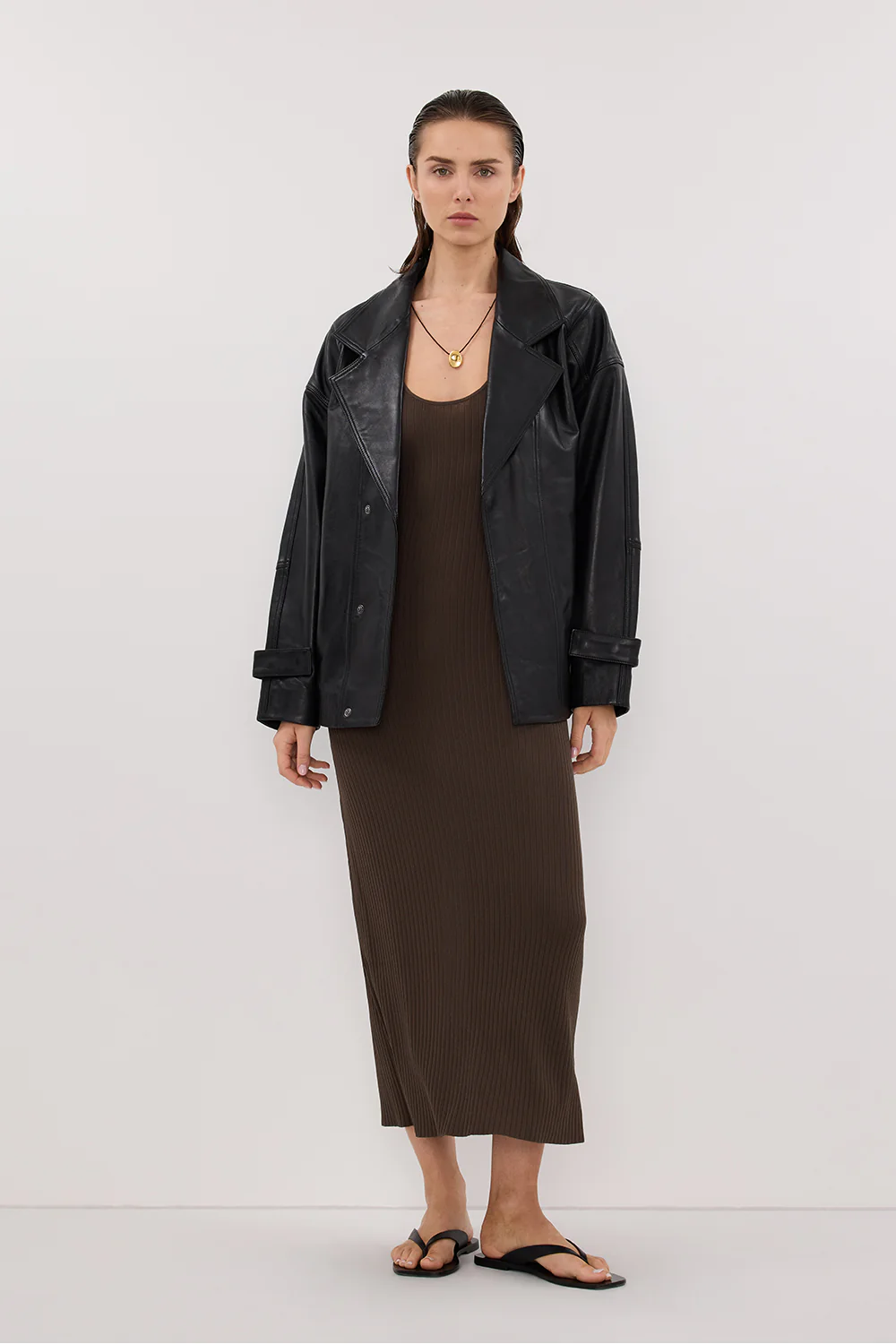 EVE DARK OLIVE SCOOP KNIT MIDI DRESS