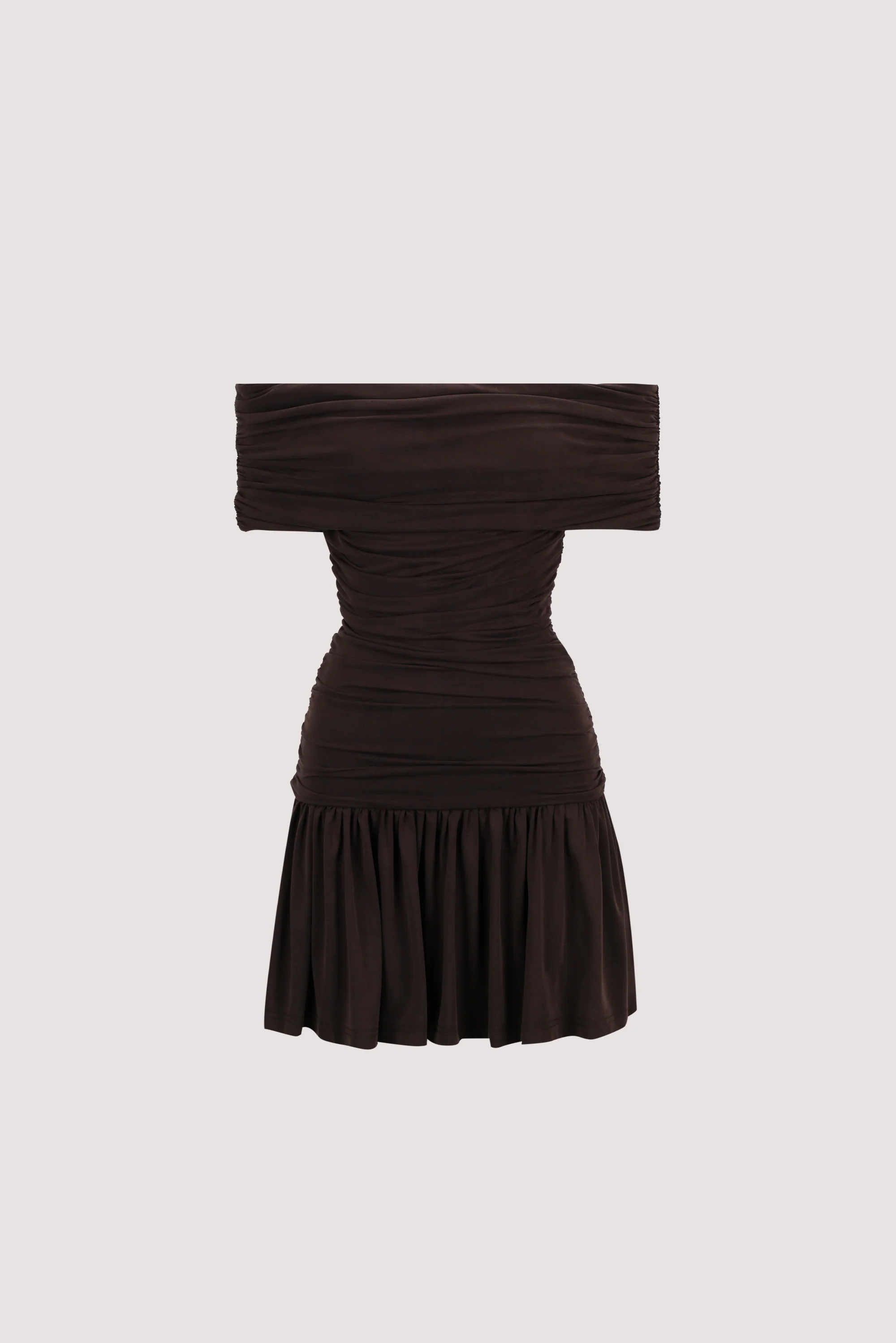 FEZ BURNT CHOC OFF SHOULDER MINI DRESS - Image 6