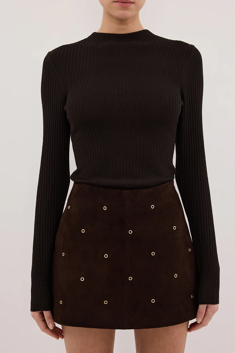 FIORA BITTER CHOC LONG SLEEVE KNIT TOP - Image 5