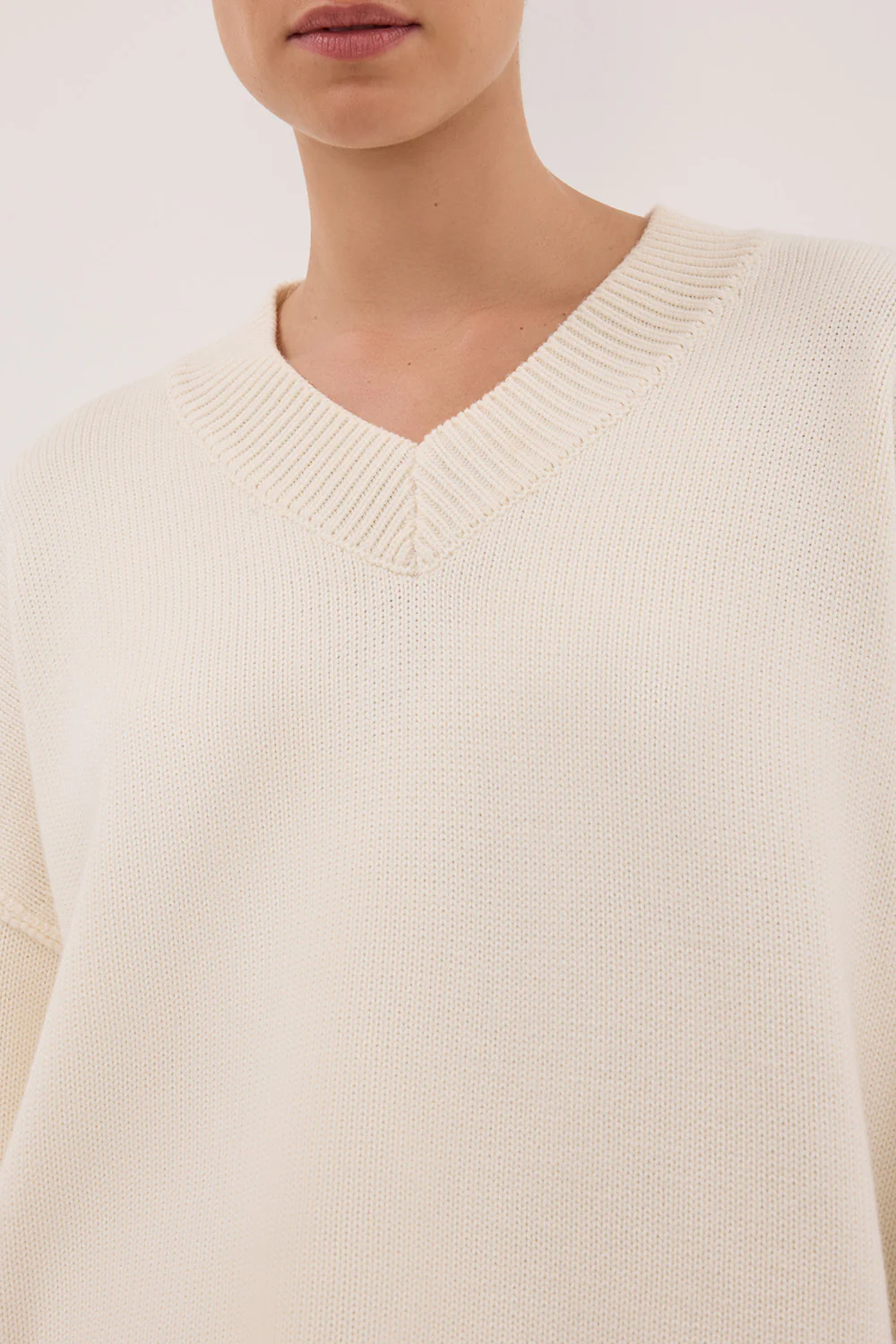 FLINT CREAM V NECK KNIT JUMPER - Image 5
