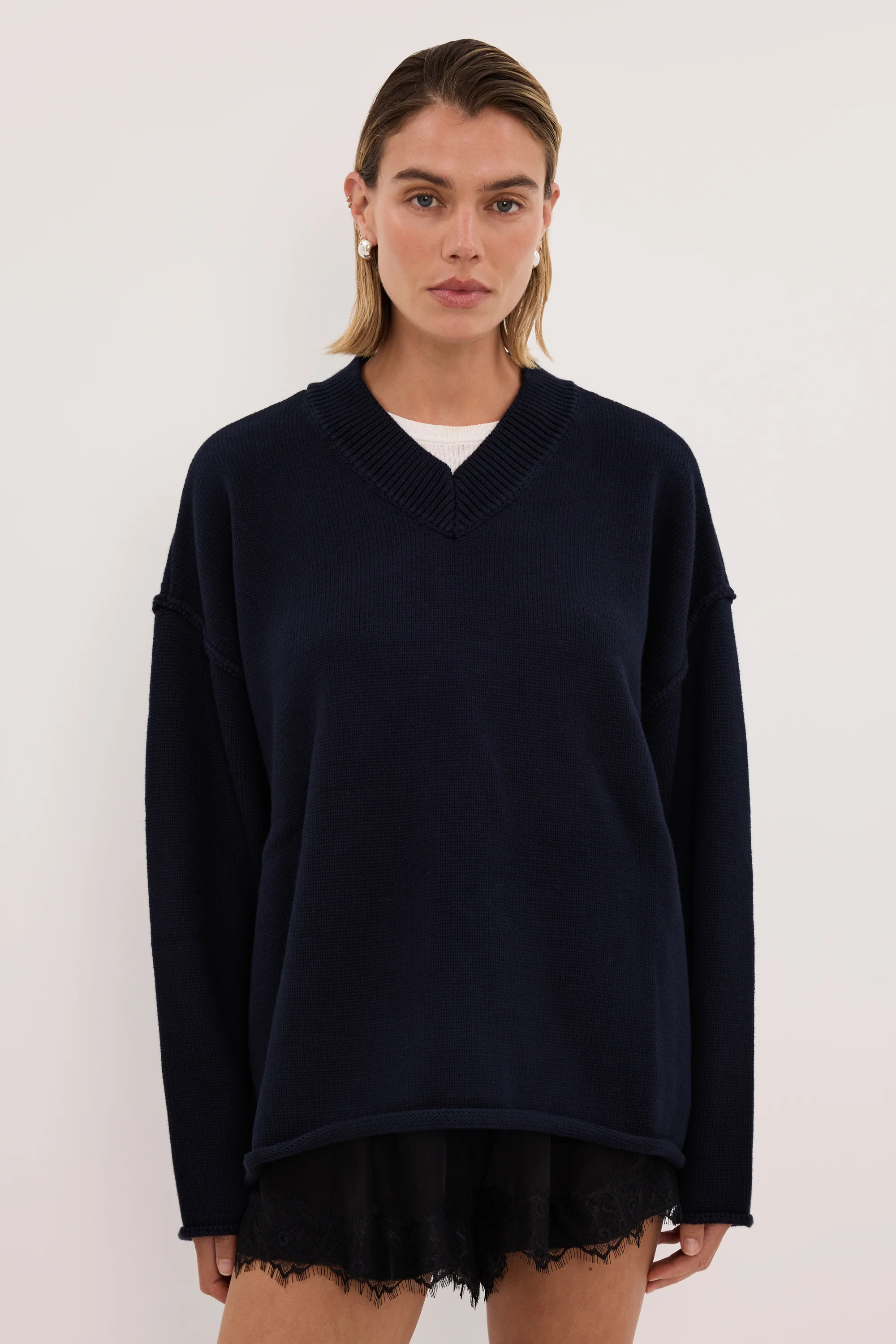 FLINT INK V NECK KNIT JUMPER - Image 3